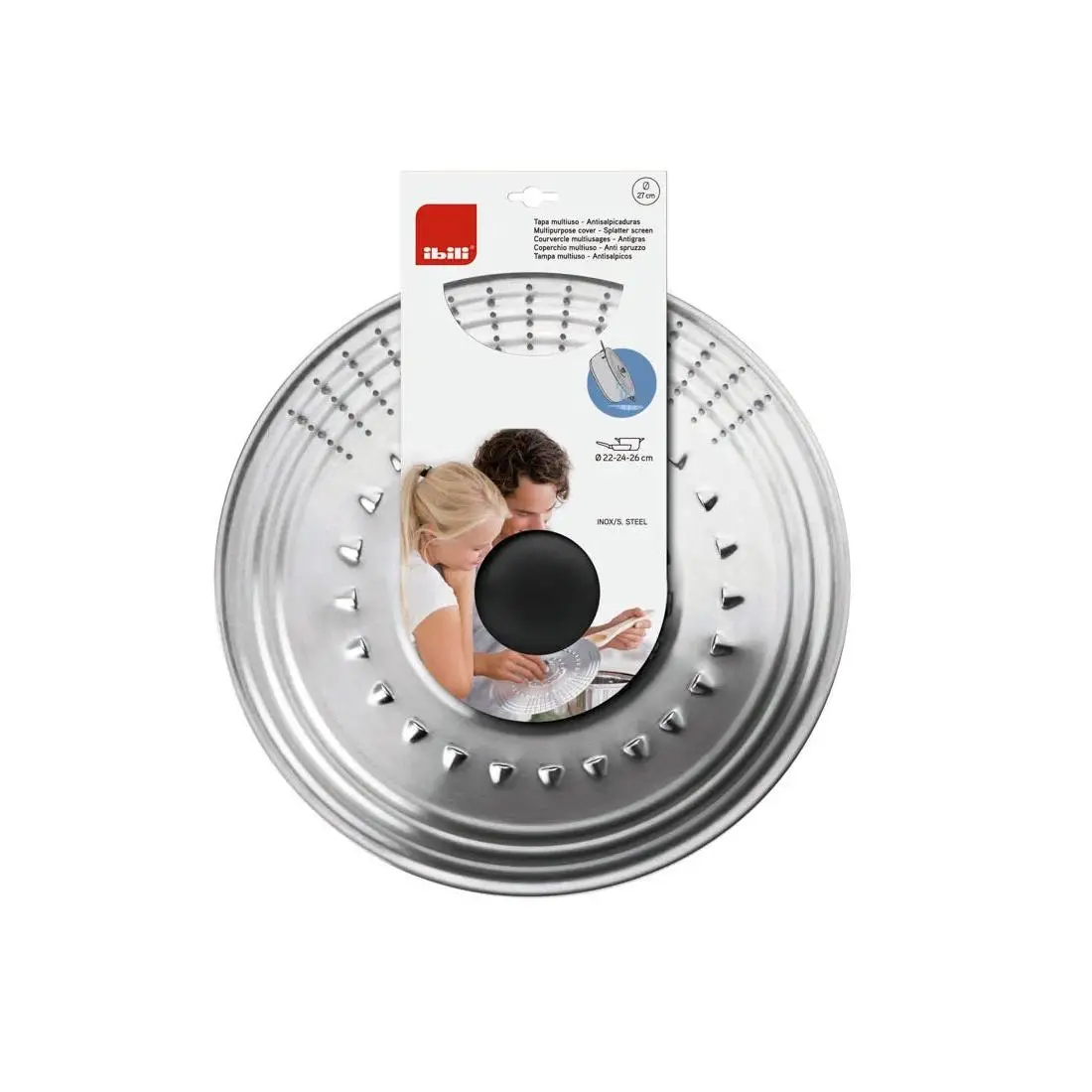 Ibili multipurpose stainless lid for frying pan or saucepans - tortilla voltea lid - different sizes