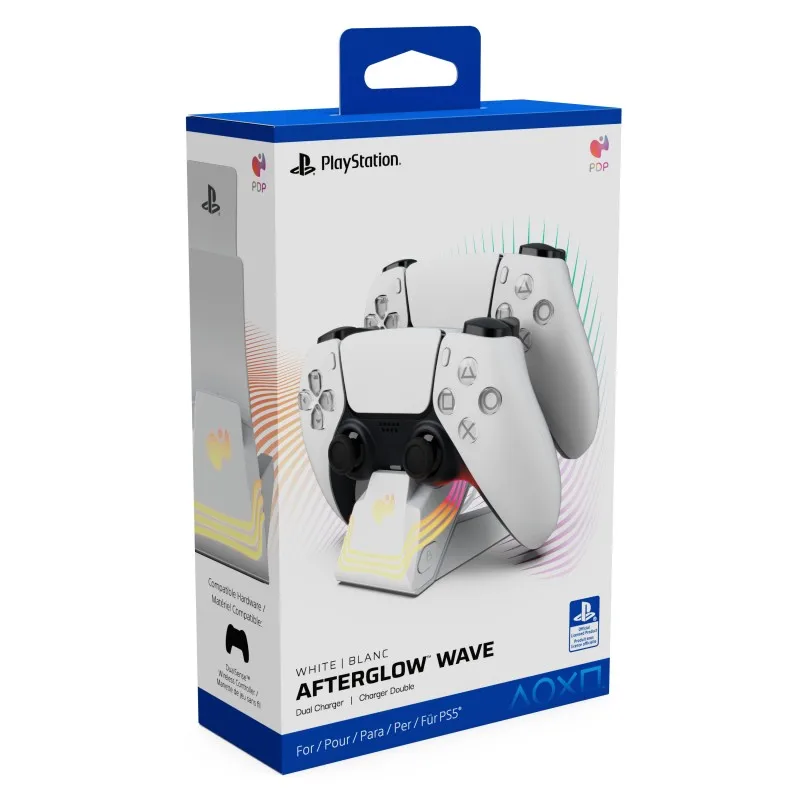 Soporte de recarga Turtle Beach PDP PS5 Afterglow Wave Dual Charger RGB Blanco - Imagen 4
