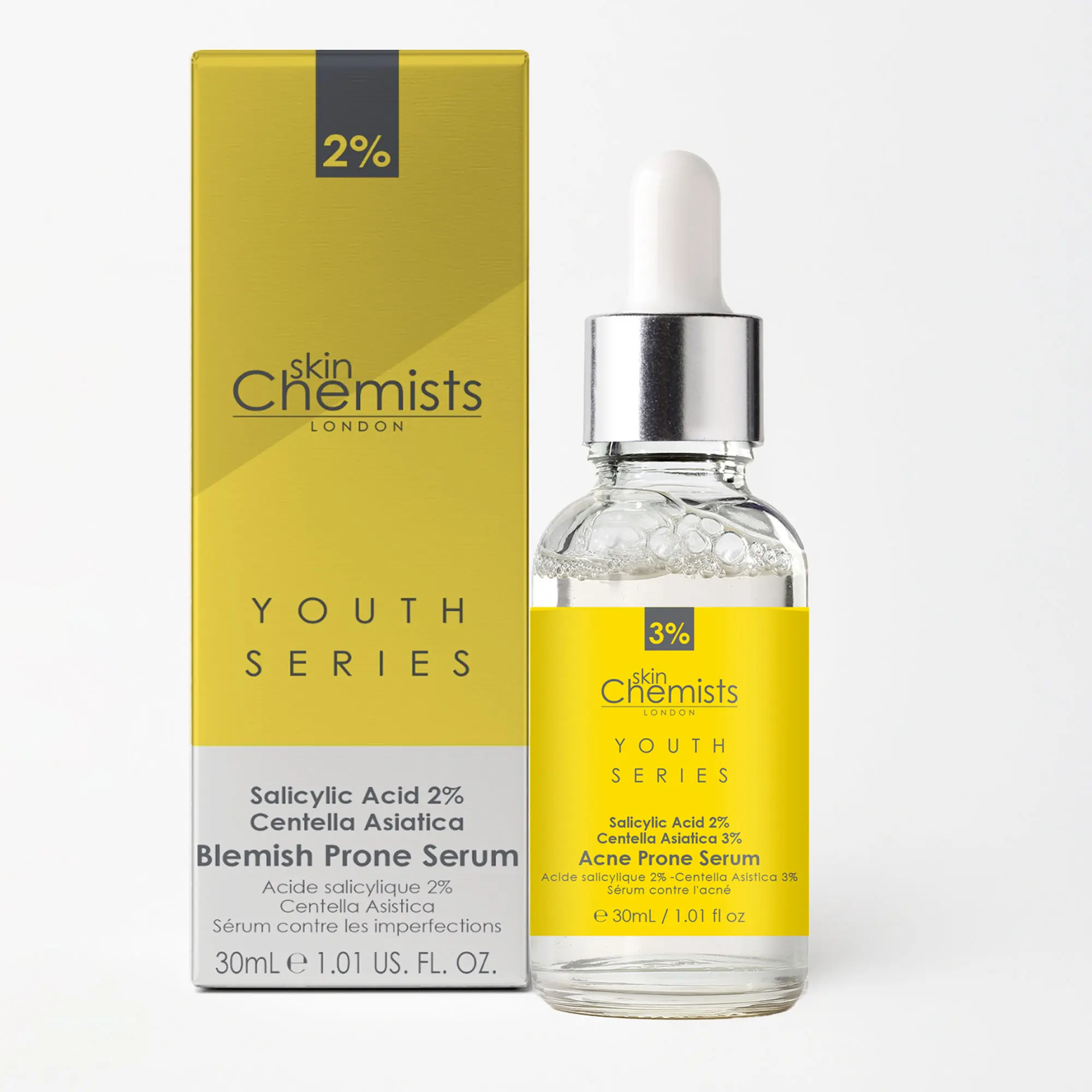 skinChemists Sérum Facial Anti-Imperfecciones con Ácido Salicílico y Centella para Piel Limpia
