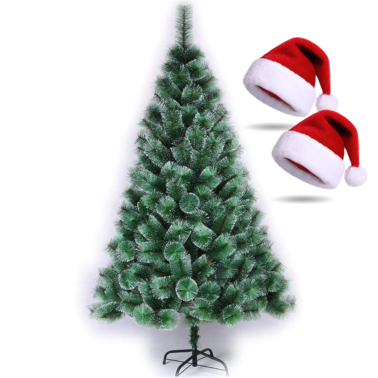 KingnetStore Christmas Tree, Christmas Tree Pine with Snowy Snow, Height 60 90 120 150 180 210 CM Metal/Plastic Holder