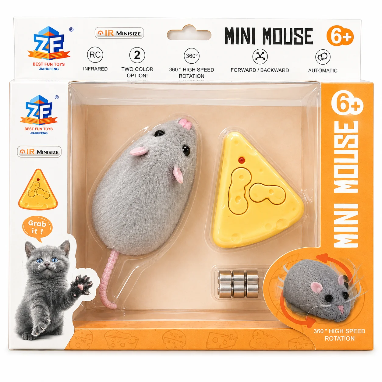 Ratón Teledirigido para Gatos y Niños, Juguete Interactivo Mini Mouse RC con Movimiento Realista, Control Remoto Infrarrojo, Juguete Divertido 6+ Años，PapaNoelToys