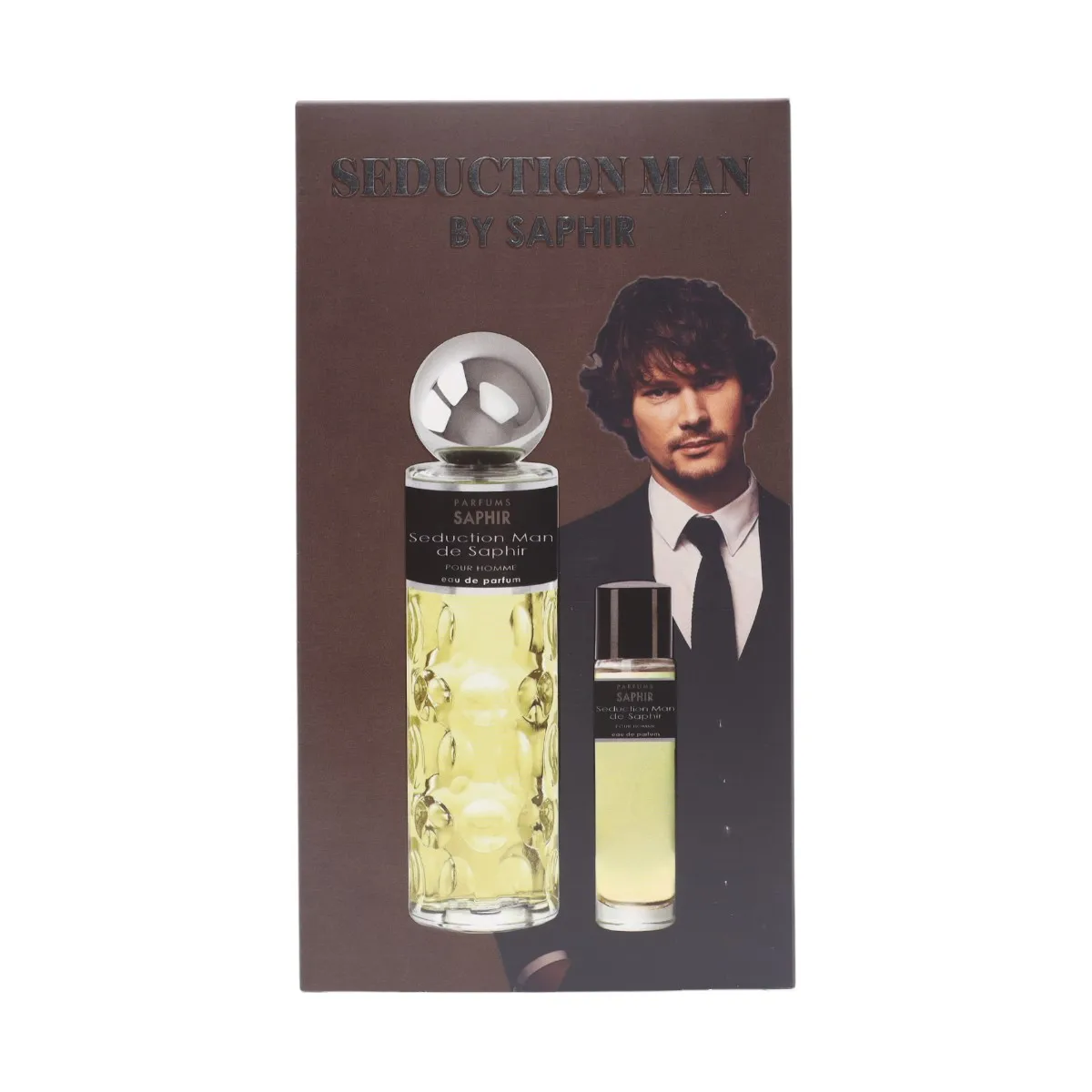 Parfums Saphir Seduction Man by Saphir Case Eau De Parfum Men's Perfume Gift Box 200 ml + 30 ml - Container May Vary