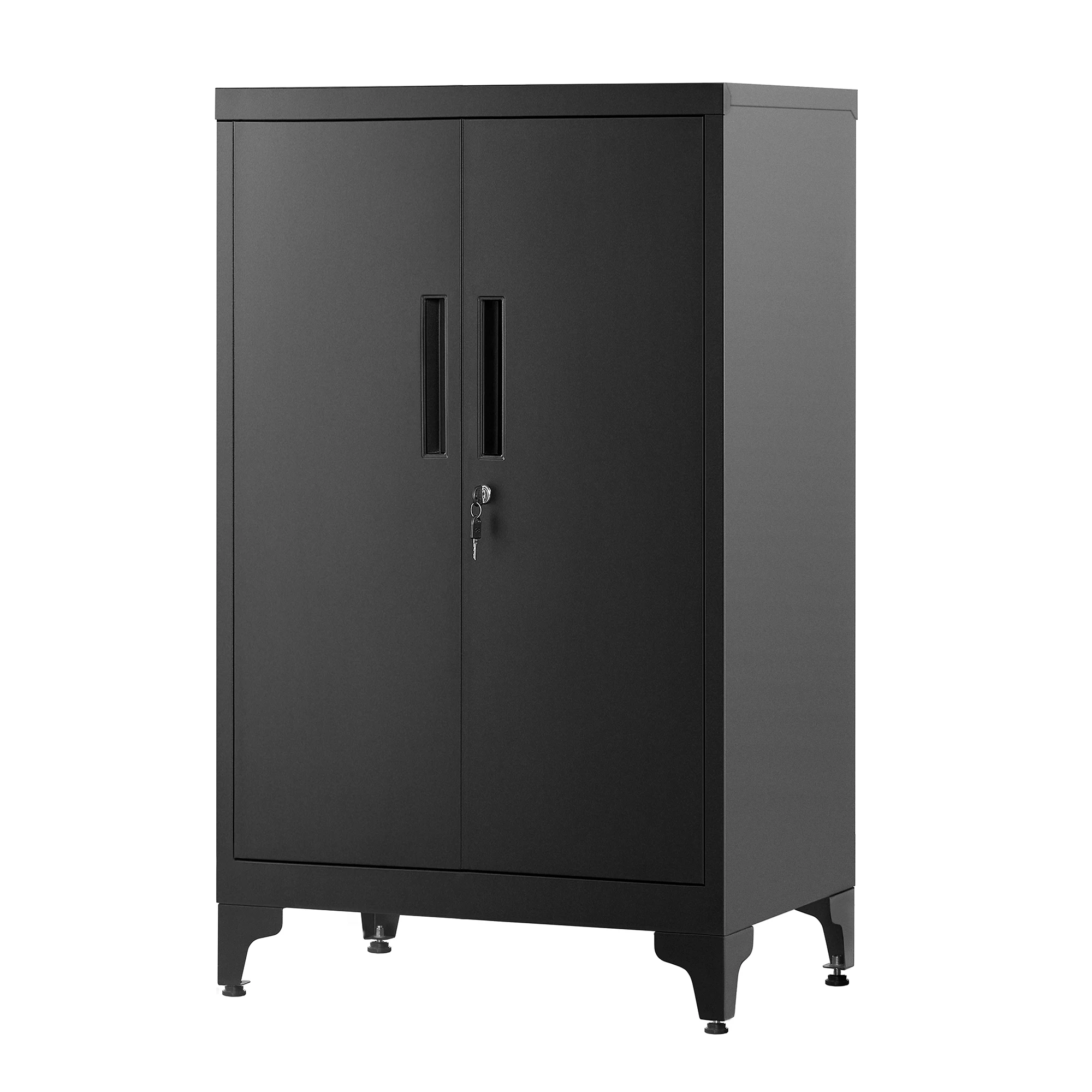 Songmics office filing cabinet, multifunctional cabinet, 2 door office cabinet, with lock, steel storage cabinet, for office, living room, matte black/matte grey/matte white