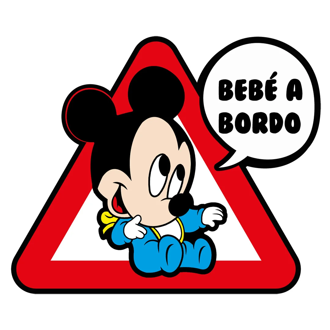 DEREGALOOS Pegatina Bebe A Bordo Mickey Vinilo Impreso para Coche Pegado Interior