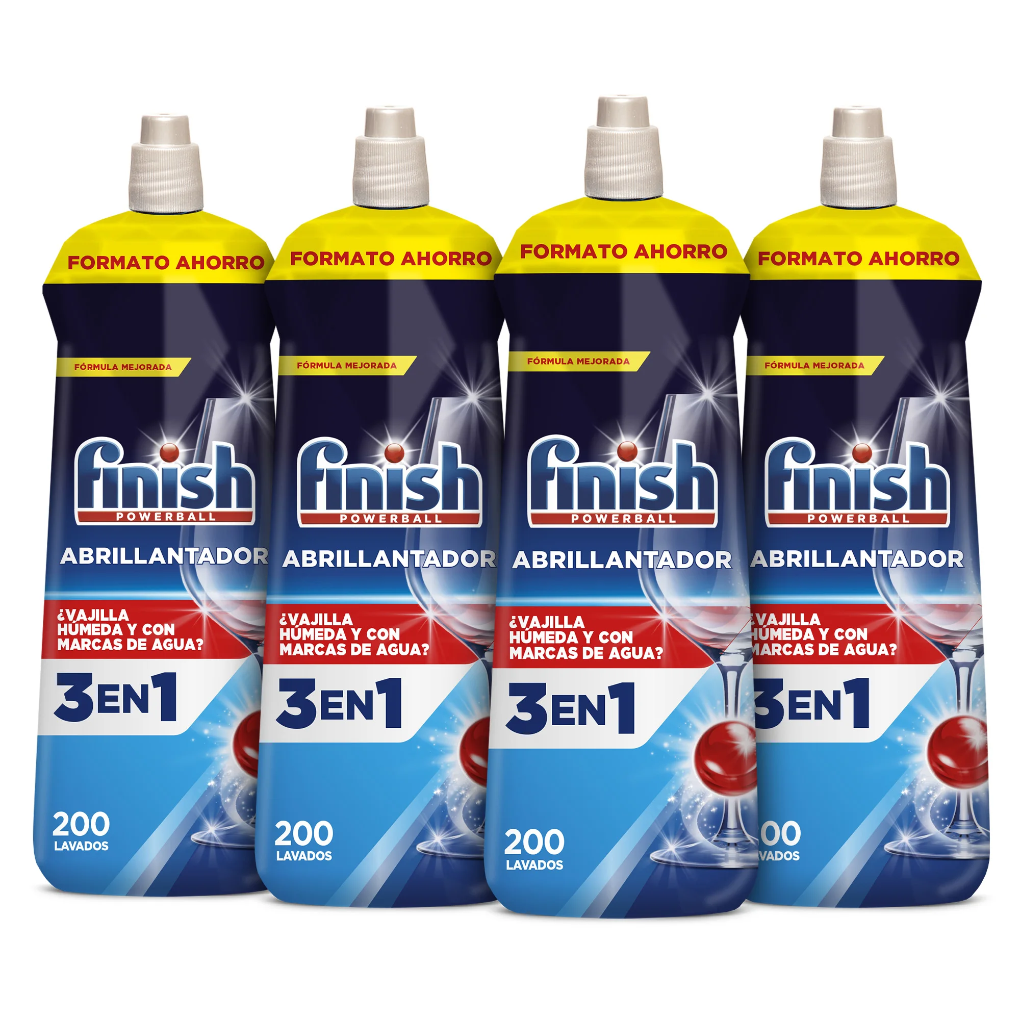Finish Abrillantador Lavavajillas Regular 4x800ml (800 lavados), Vajilla Brillante y Seca