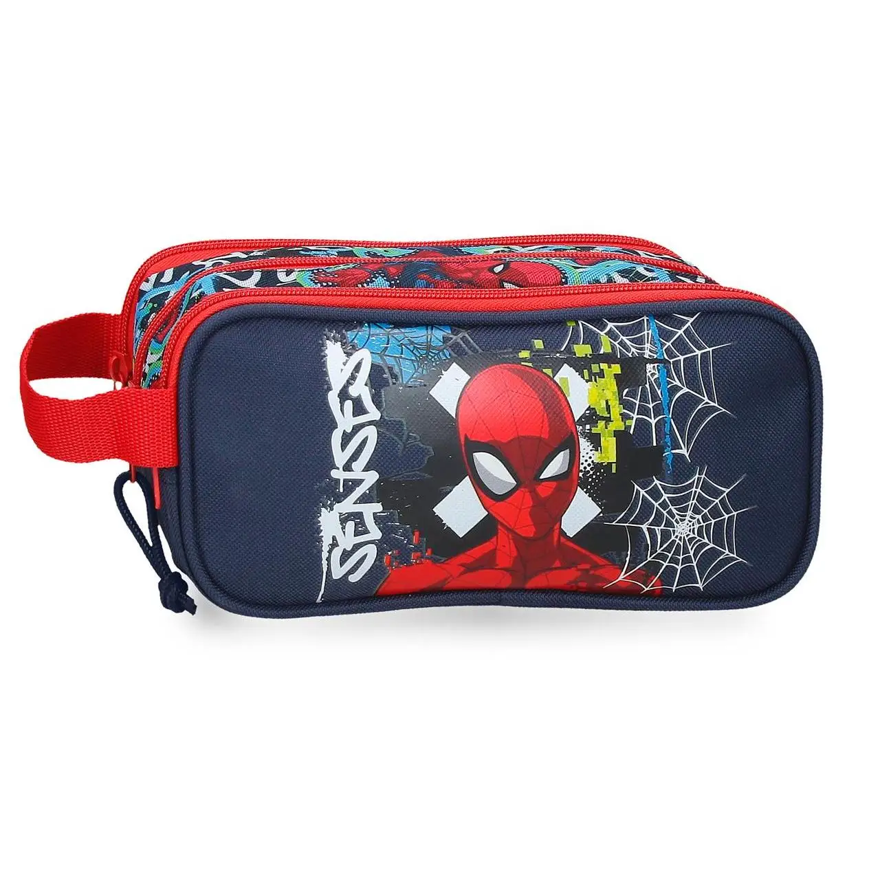 Estuche tres compartimentos Grafity Of Spiderman Marino