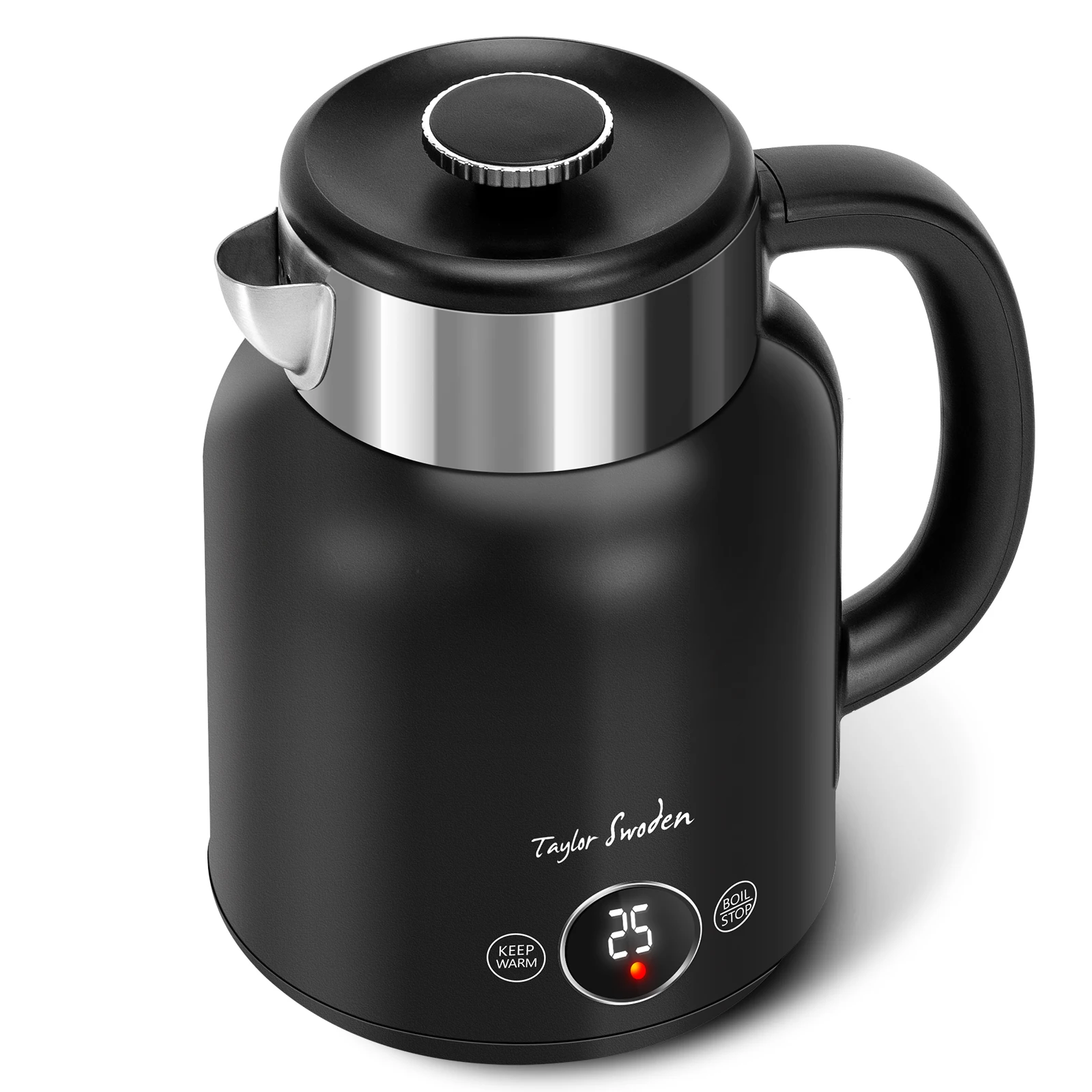 Taylor Swoden Hervidor de Agua, Temperatura Ajustable, Pantalla LED con Visualización de Temperatura.Doble Pared de Acero Inoxidable, Función Mantener Temperatura. (1.7L, 2200W)
