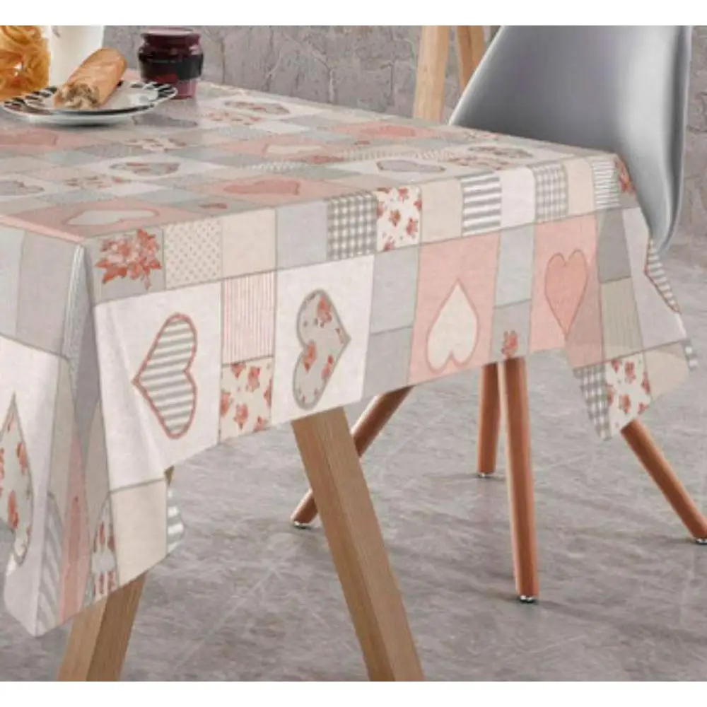 Mantel Hulehule Tex PVC Cuadrado Corazón 140x350 Resistente Manchas