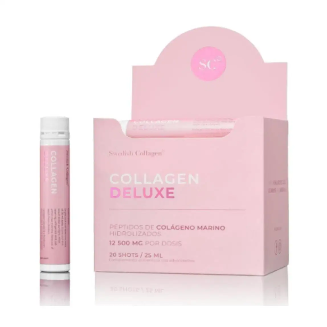 Colágeno Marino Alta Dosis 12.500 mg con Ácido Hialurónico, Biotina y Vitamina C - Swedish Collagen para Piel, Cabello y Uñas - 20 Monodosis de 25 ml sin Azúcar