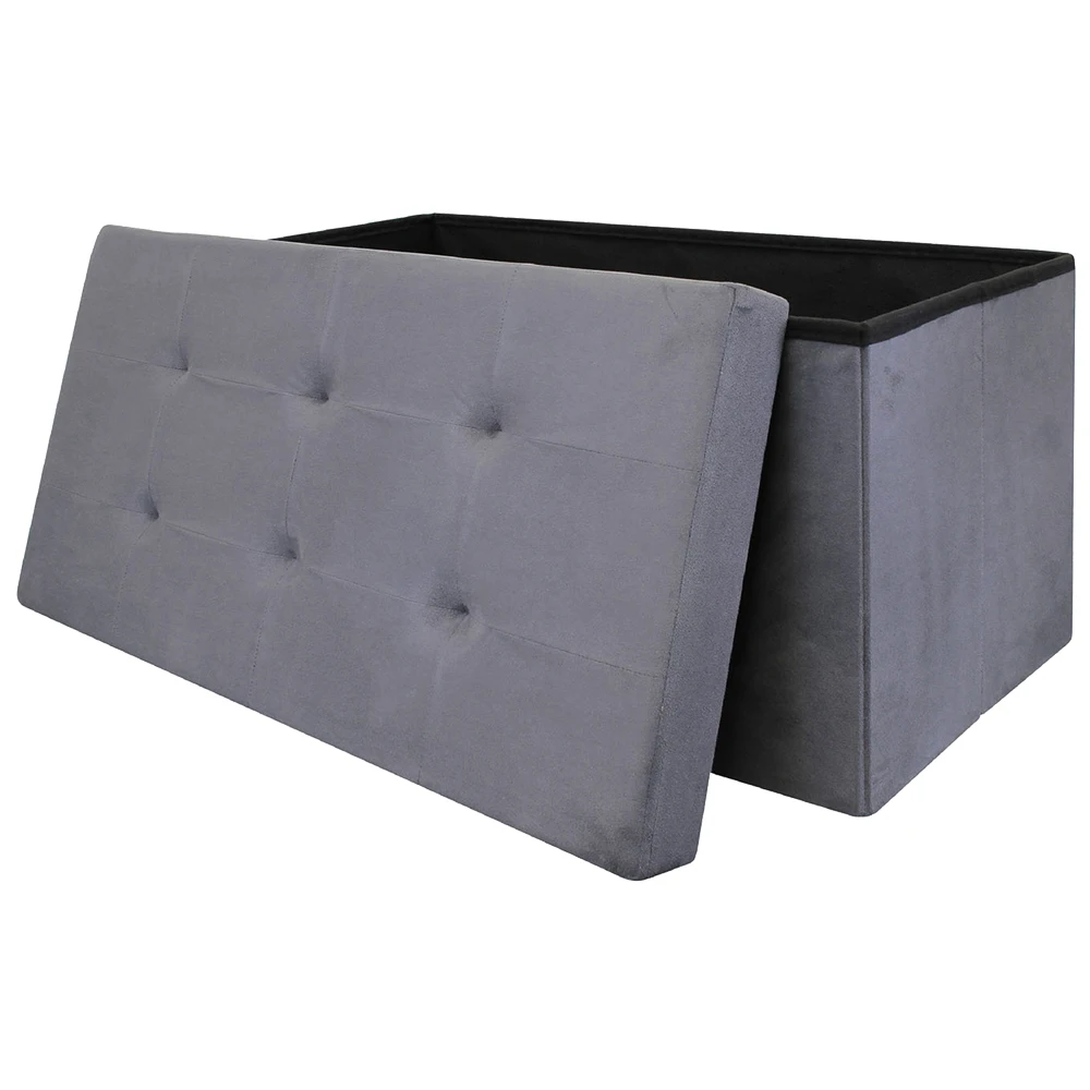 CMP IBERICA Banco-Puf Plegable Gris Oscuro - Almacenamiento Inteligente y Asiento Suave