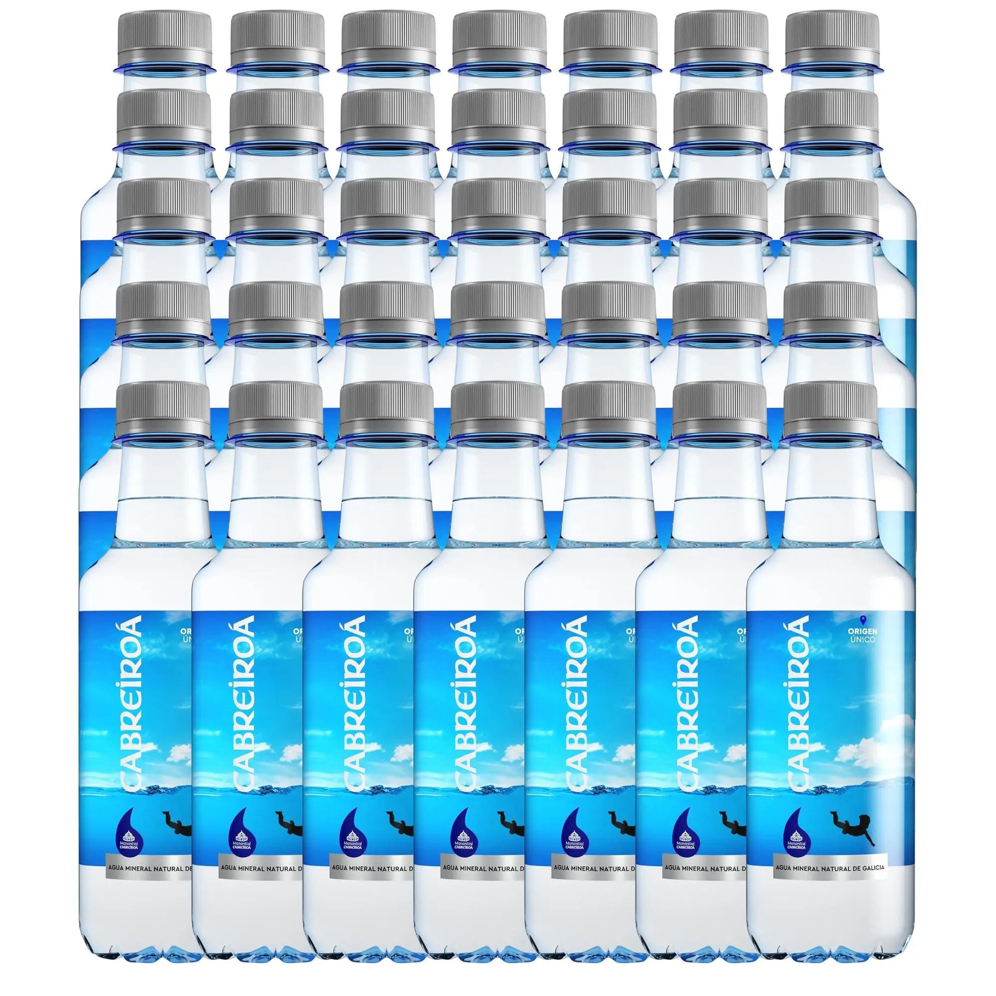 Agua Mineral Cabreiroá - Pack 35 Botellas de 33 cl - Agua Mineral Natural Cabreiroa - Botella PET de 330 ml.