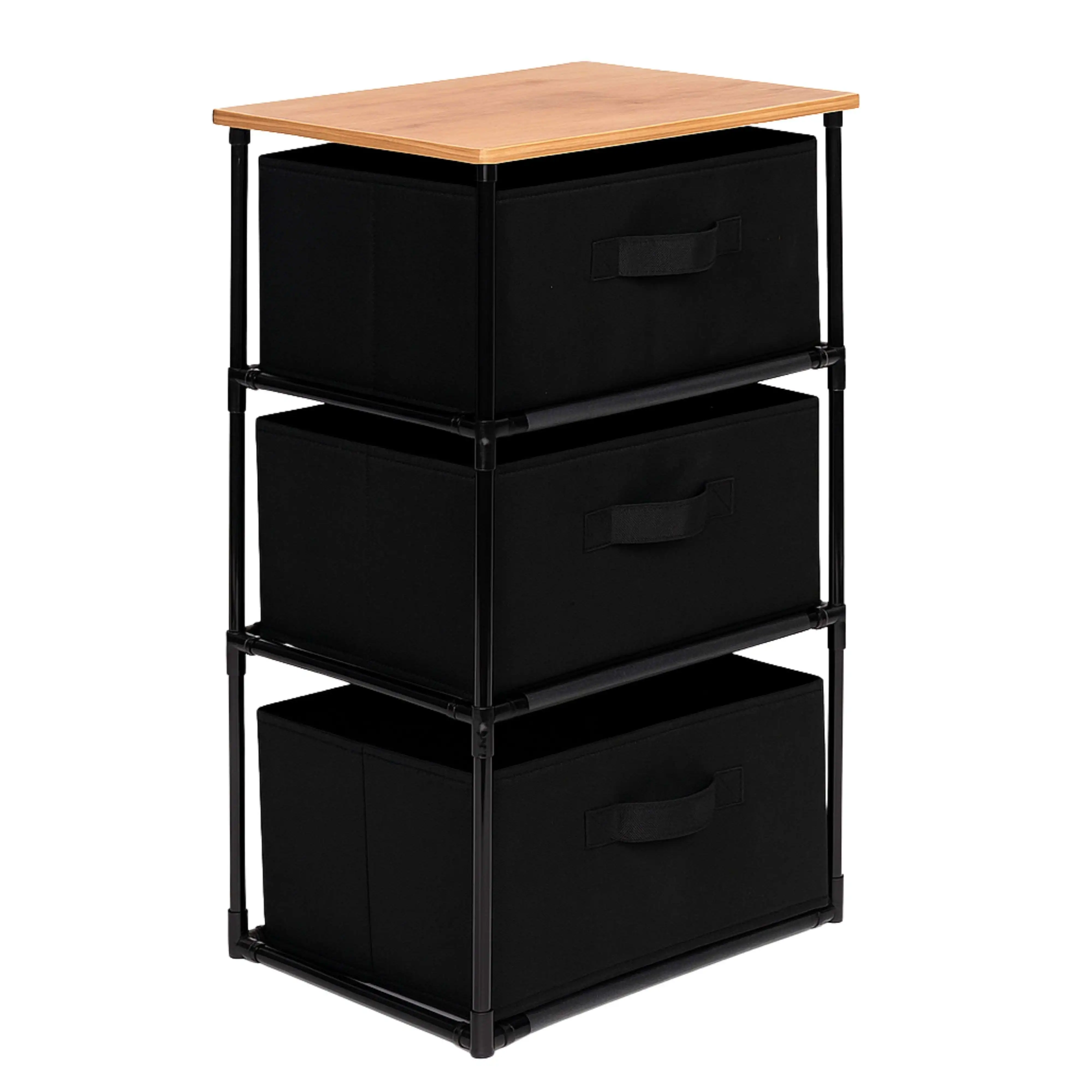 Cajonera de Armario Auxiliar Interior Roda 3 Cajones Tela Roble Cambrian y Negro 40x68x30 cm