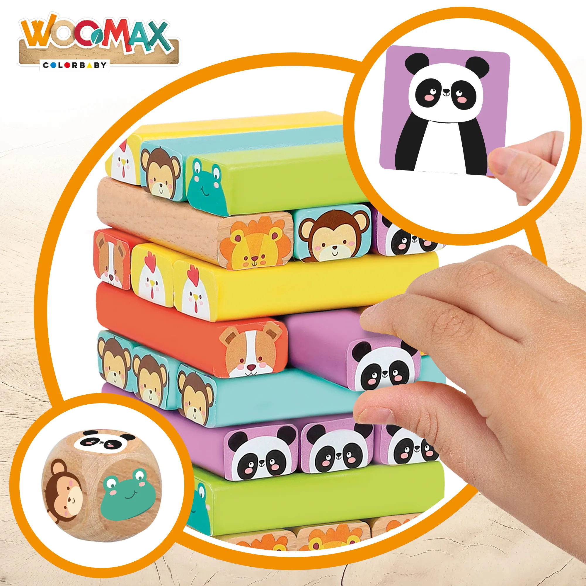 Woomax Wooden Animal Blocks Game, educational board game for 2 players, made of quality wood, ideal for children's fun and learning, perfect for family entertainment and game nights. #4