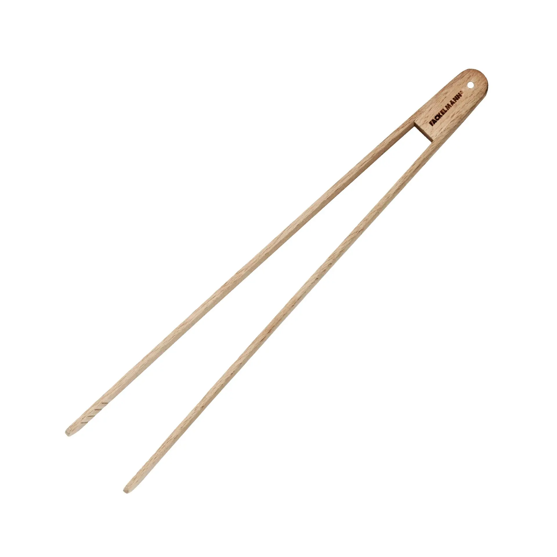FACKELMANN Pinza Cocina Madera para asar y freír carne, pescado y verduras, Pinza para Ensalada y Servir, Tenazas de madera de haya, no raya,  antideslizante,color natural, 32x4,5cm, 1ud