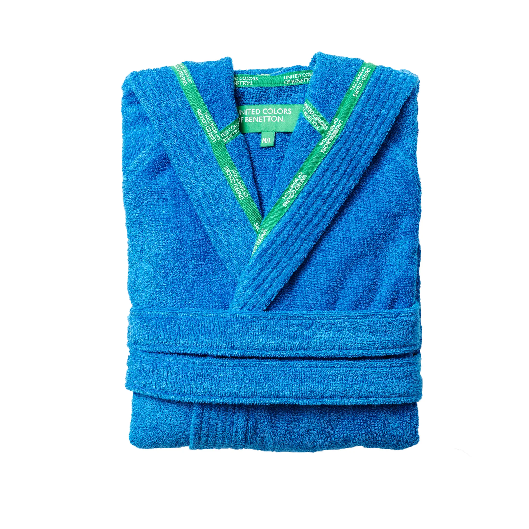 L/XL 360GSM 100% cotton blue Benetton Rainbow hooded bathrobe