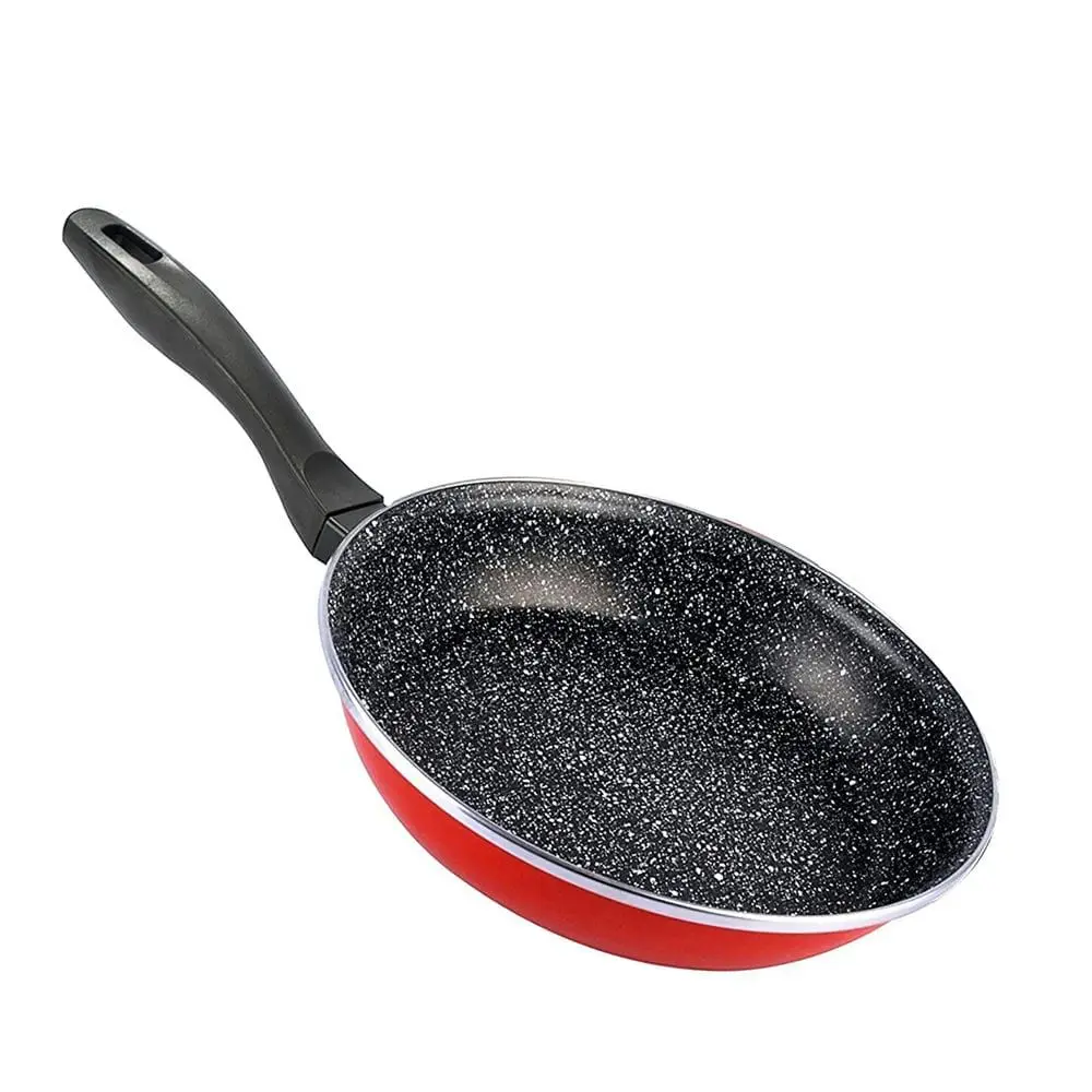 Sartén de acero vitrificado piedra - compatible con cocinas de inducción - Cocina sin aceite sin que se peguen los alimentos - Sartén con mango de baquelita de tacto frío -Apta para lavavajillas - Rápida y fácil de limpiar.