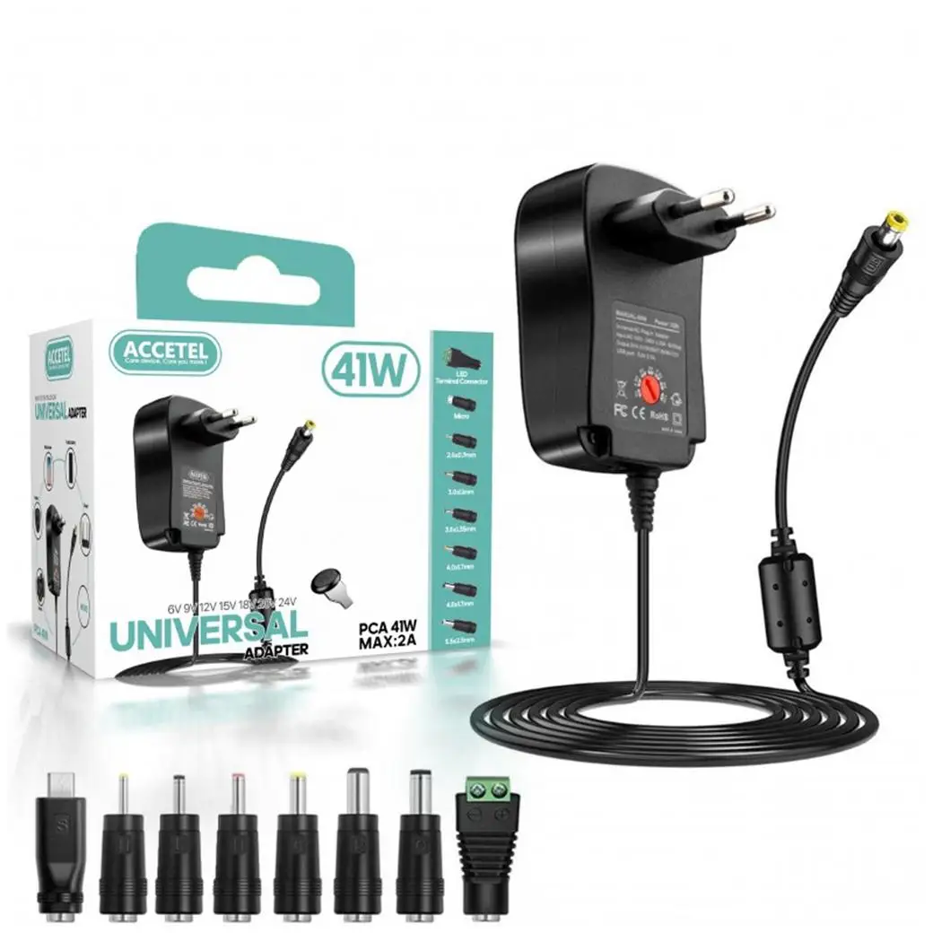 Accetel PCA41W Cargador 41W Universal De 6V-24V Max. 2A