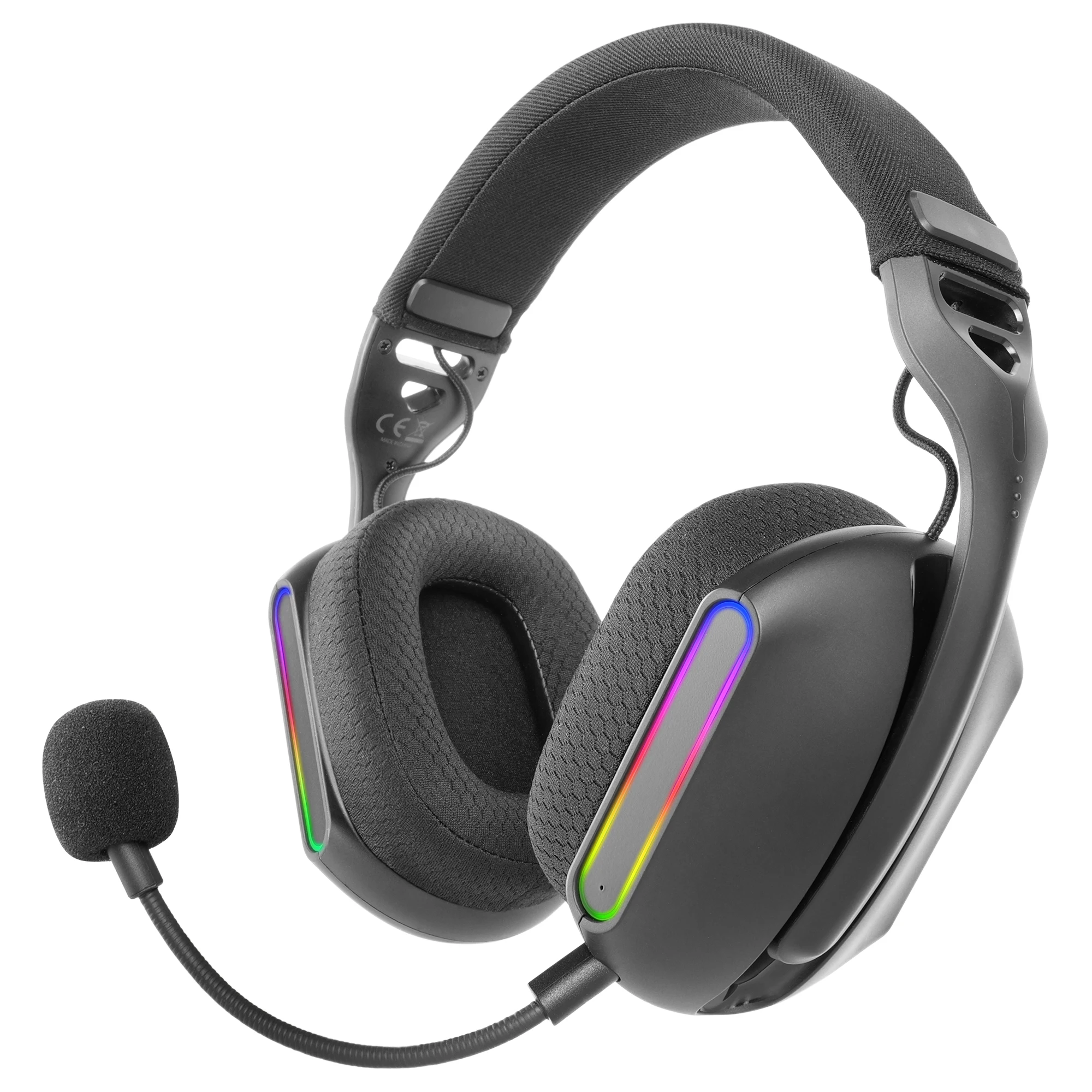 Mars Gaming MHW-PRO, Auriculares Gaming Inalámbricos ARGB Flow, Sonido 3D Envolvente 7.1, Bluetooth 5.3 + 2.4GHz + Jack 3.5mm, Diseño Ergonómico Ultraligero, Micrófono Dual, Multiplataforma, Cascos PC