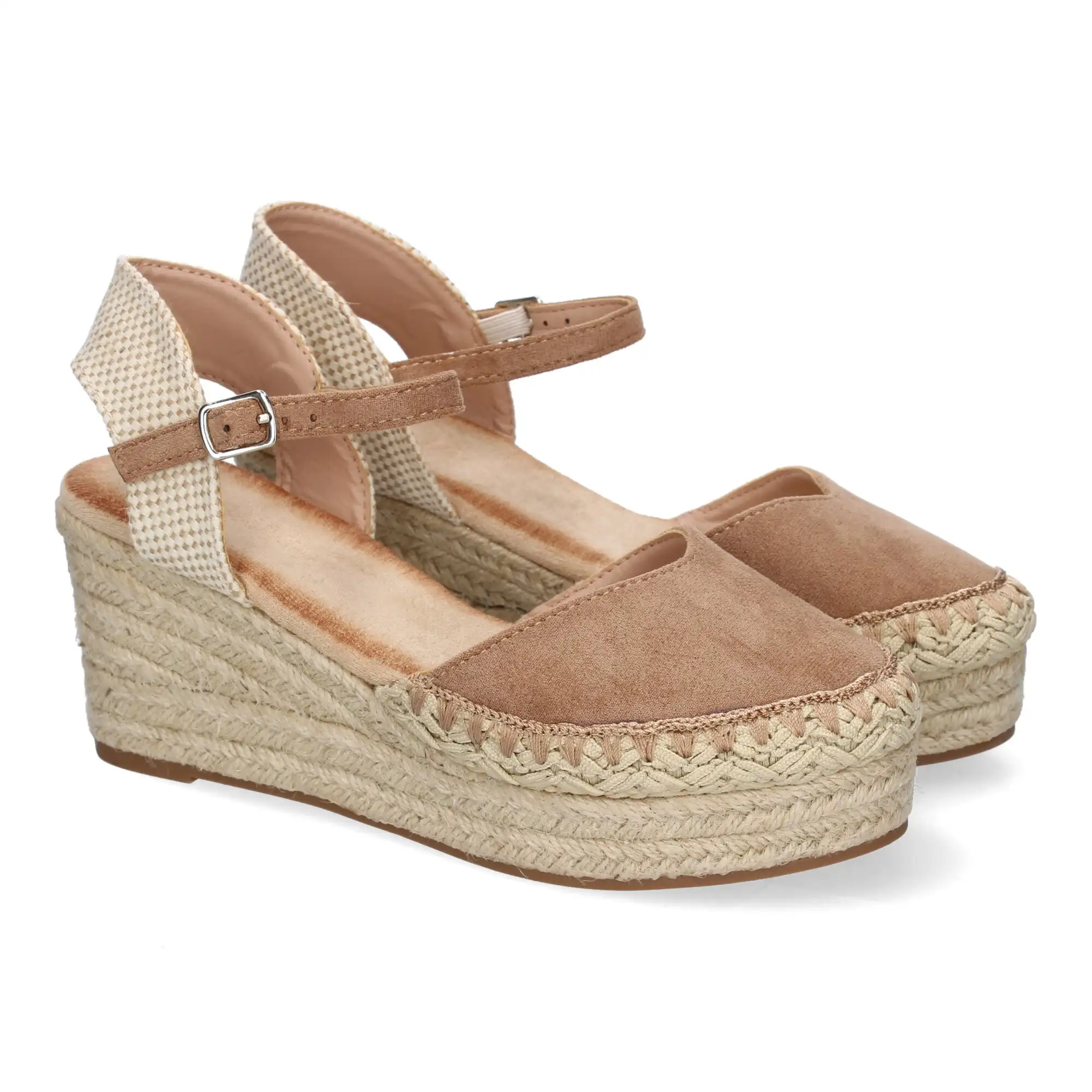 Wedge sandals in jute Kaki