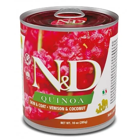 Farmina Nd Quinoa Skin Coat Venado Latas Para Perros 6 X 285 Gr