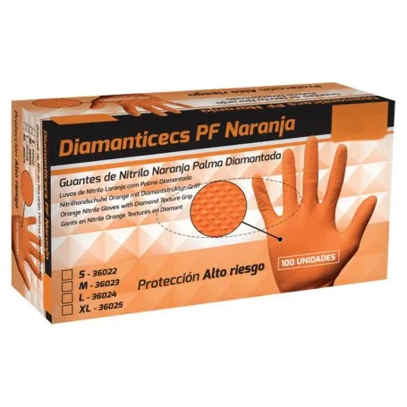 Orange Diamanted Nitrile Gloves-100 Pks