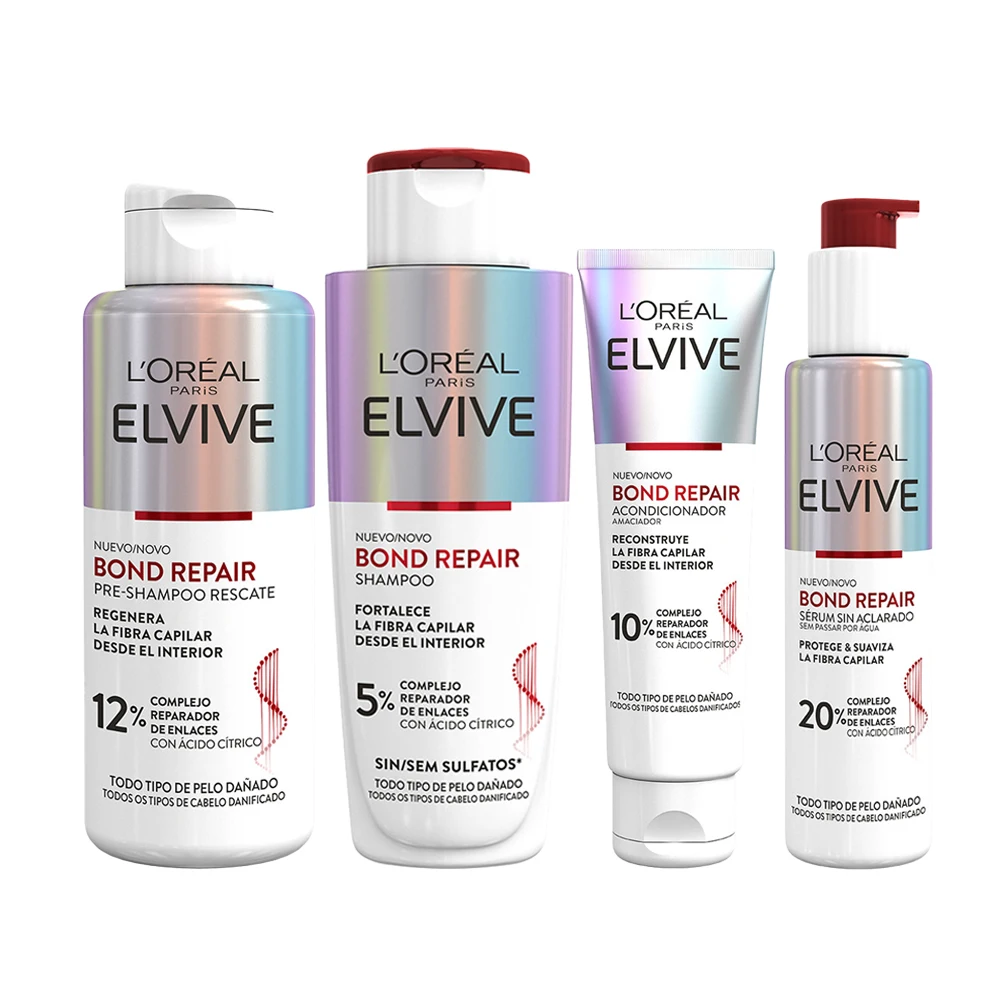 L'Oréal Paris | Rutina Elvive Bond Repair Champú, Acondicionador, Pre-Champu y Sérum Fortificante sin Sulfatos Rutina… — oferta en AliExpress
