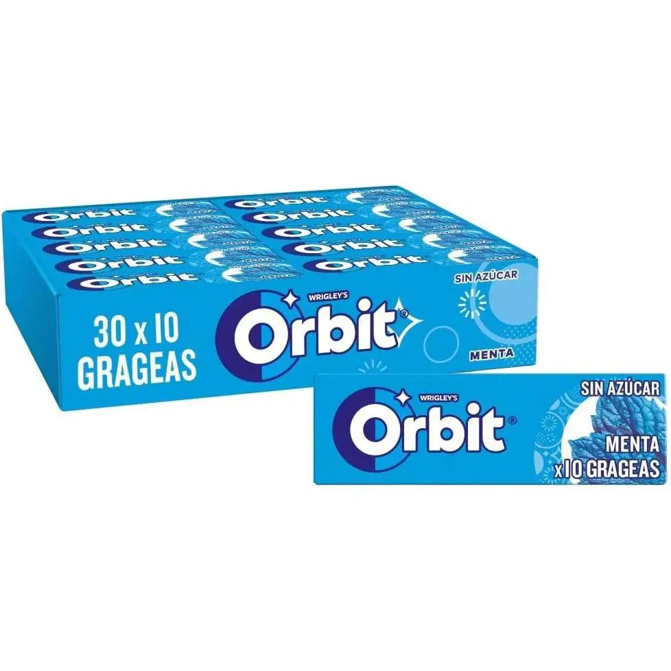 Orbit Chicles Sin Azúcar Sabor menta fuerte y eucalipto (30 x 10 chicles)-Orbit Arándanos-Orbit Sandia-Orbit Sabor Fresa-Orbit Sabor Hierbabuena-sabor menta
