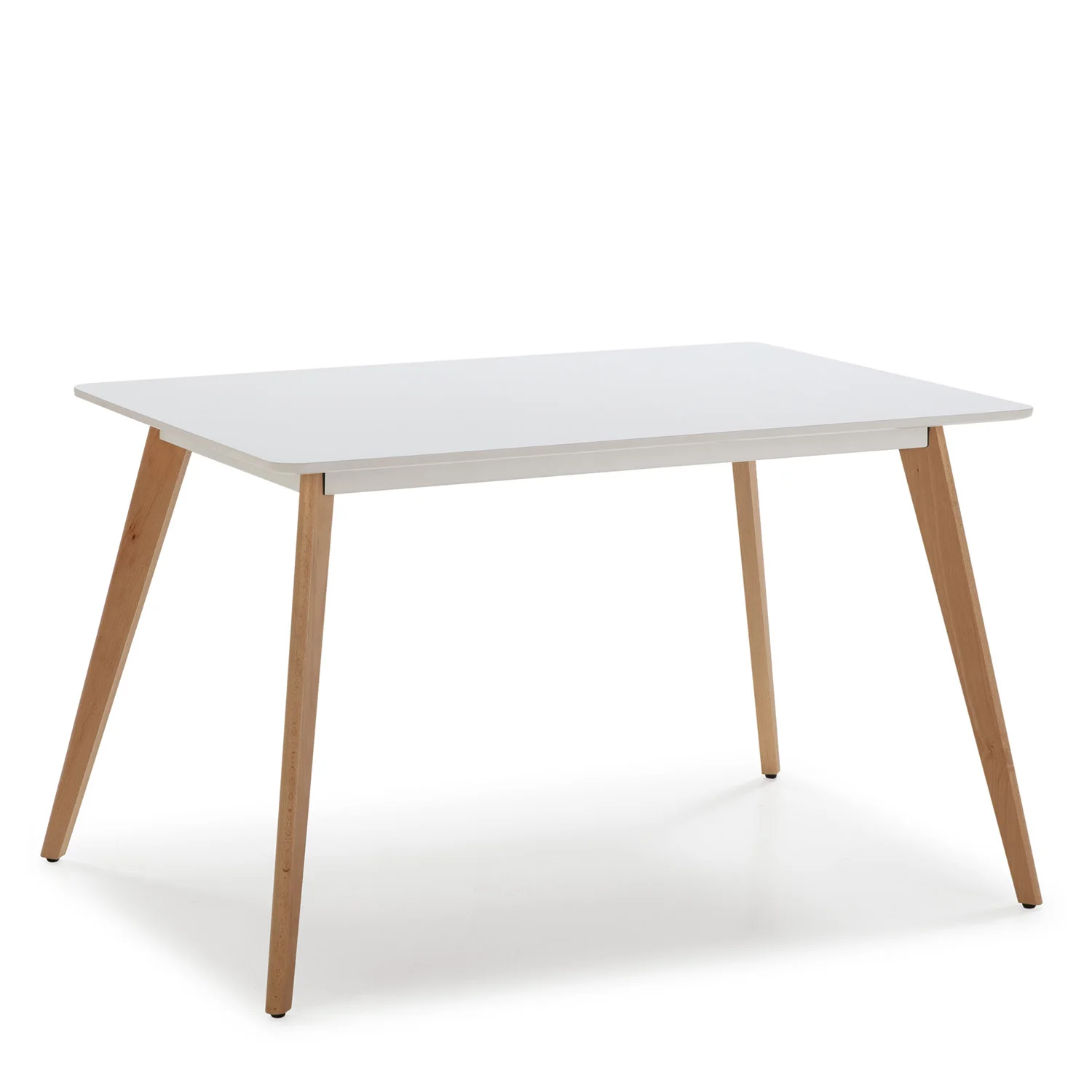 VS Venta-Stock Mesa de comerdor Aroa 120x80 cm Blanco, Patas de Madera de Haya, 120 x 80 cm