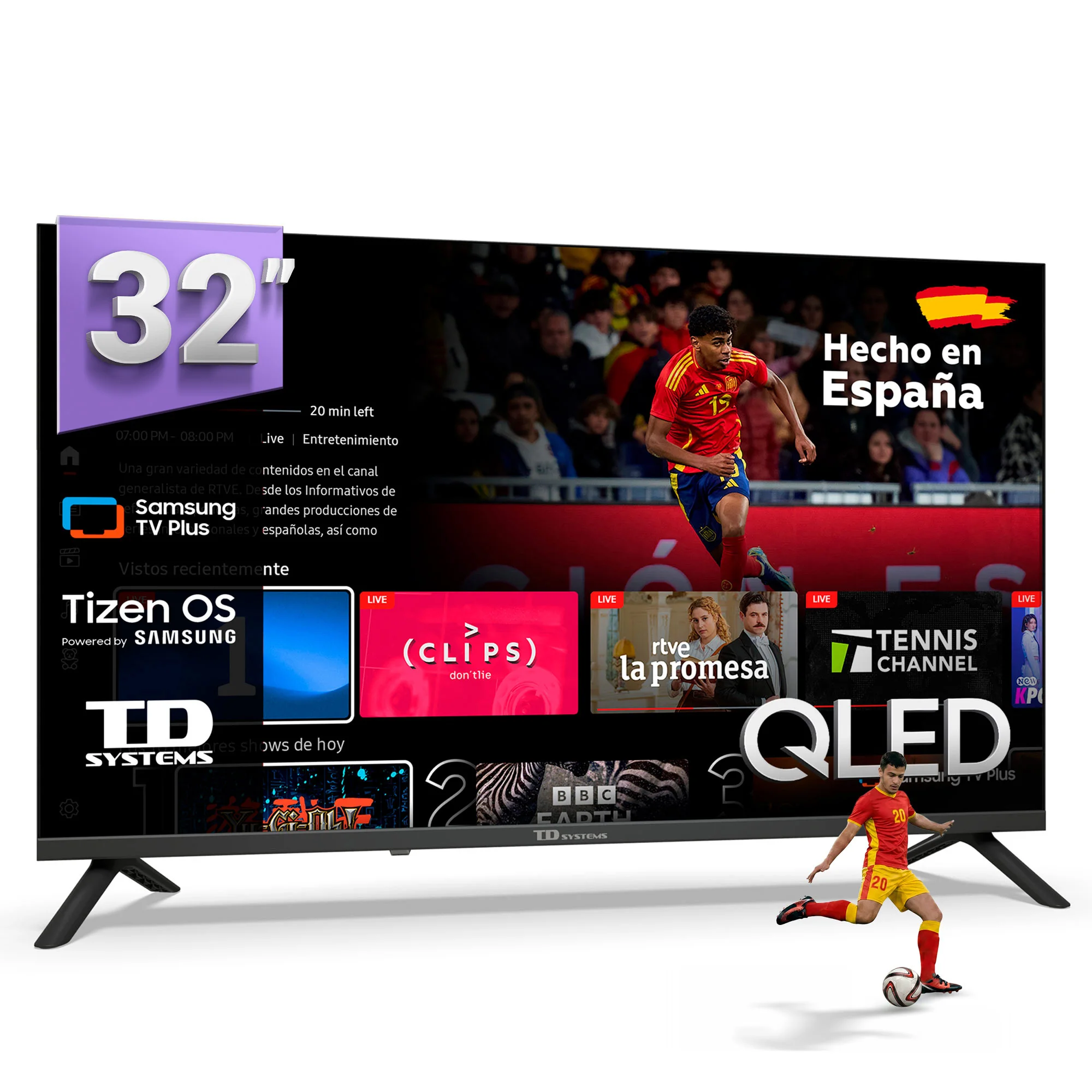 TD Systems - Smart TV 32 pulgadas Qled  Tizen OS 8.0. Triple Tuner (DVB-T2/C/S2). Televisores con Gaming Hub. Televisión del 2026 - K32QC22TIZEN
