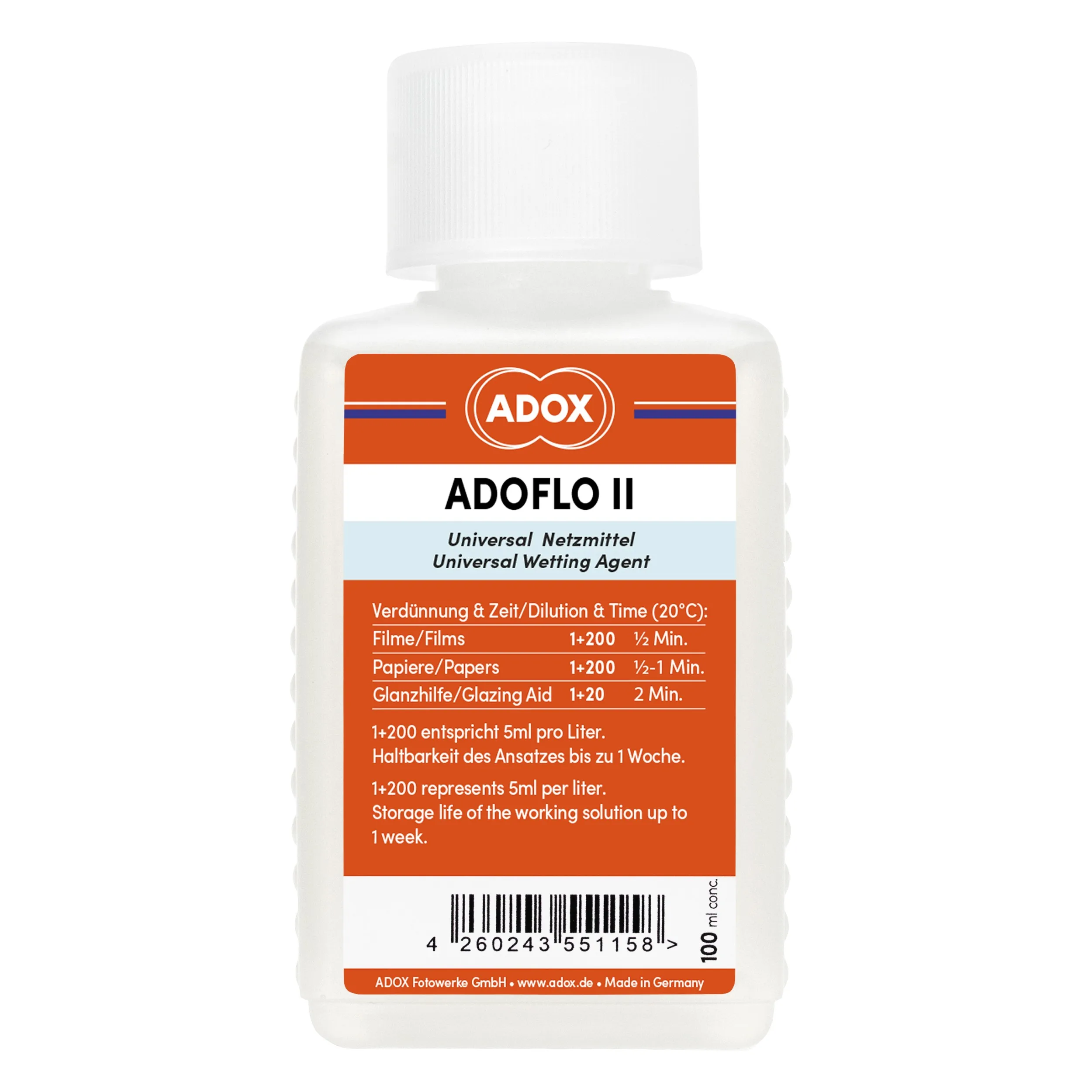 ADOX ADOFLO II  Agente Humectante concentrado para Película Fotográfica