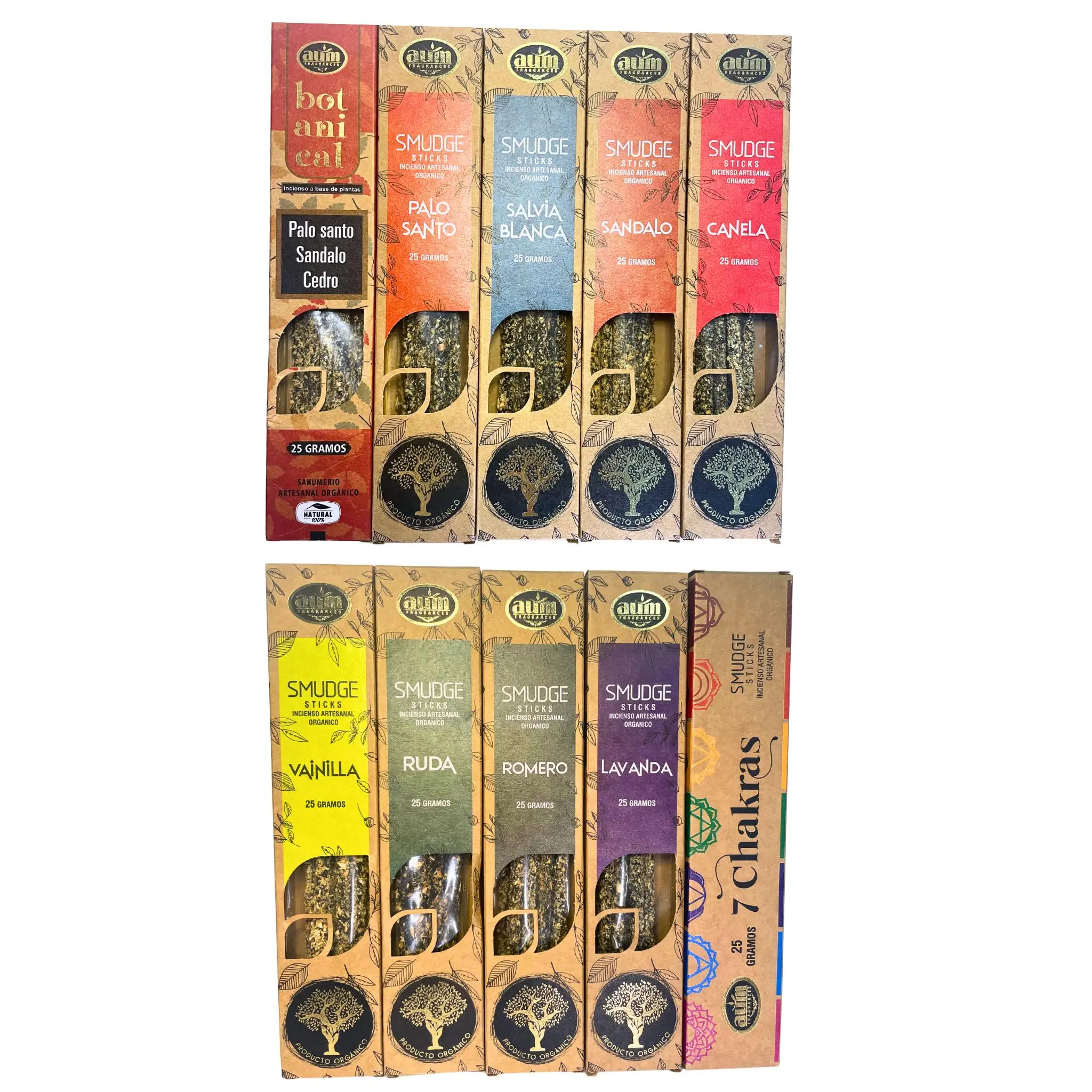 Aum organic incense 3/6/12 boxes of 25g, handmade in india with natural ingredients, no toxic products, organic, organic artisanal incense, organic smudge sticks, palo santo, sandalwood, cinnamon, white sage, rue, vanilla, lavender, rosemary