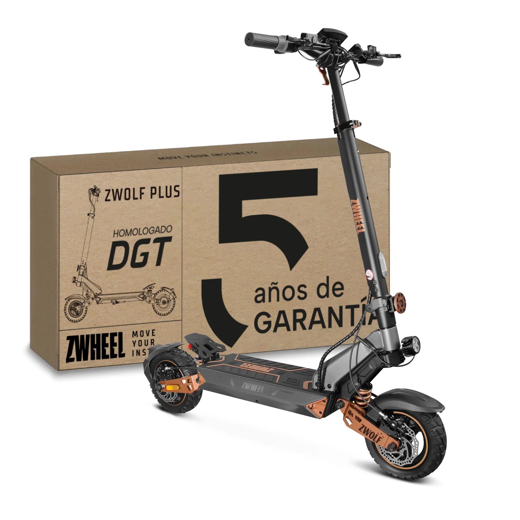ZWHEEL Zwolf Plus Patinete Eléctrico Adulto Plegable DGT/VMP Motor 2000W Max Doble Suspensión Ruedas 10" Tubeless App