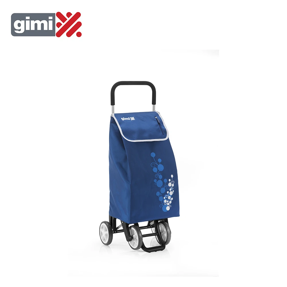 Vileda Carro de la Compra Twin Azul Gimi 56L 30kg Doble Uso con Bolsillos y Alta Capacidad