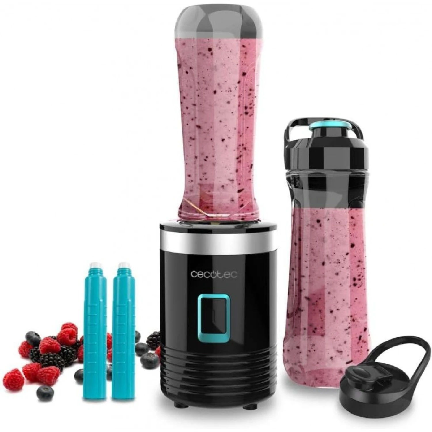 Portable Single Cup Blender Power Titanium 300 EasyGo. 350W Ice Pica Blades 4 Sheets Black Titanium Coating 2 Cooler Tubes 2 Portable Cups 2 Lids