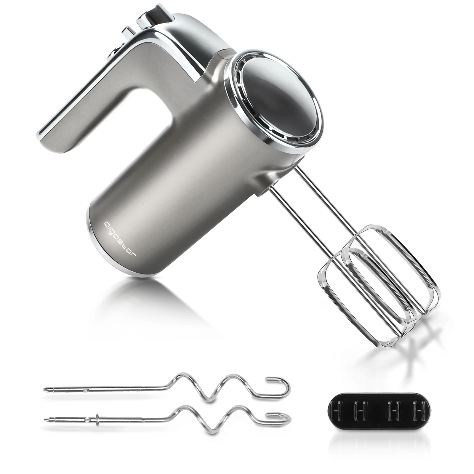 AIGOSTAR Batidora de Varillas - multifunción con regulación de 5 velocidades , 2 Varillas y 2 Ganchos, 400W.