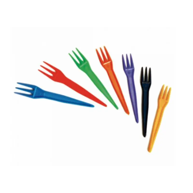MINI TENEDOR PLASTICO 1000 UD.   -   8,5 CM. - SURTIDO DE COLORES.