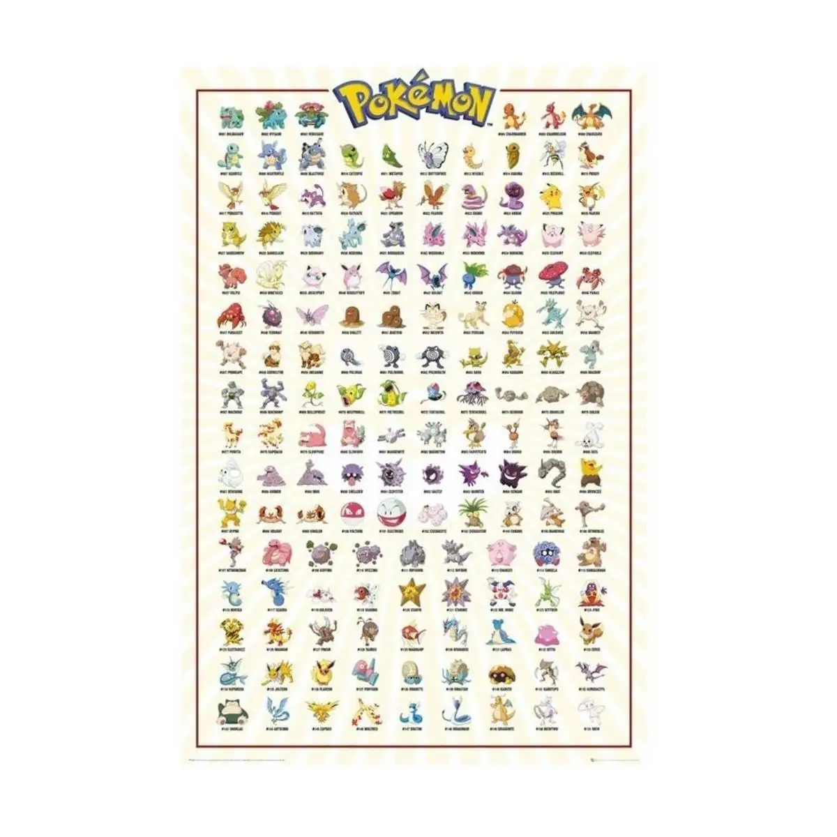 Poster Kanto 151 English - Pokemon (POSTER 91,5X61) -decorate your home