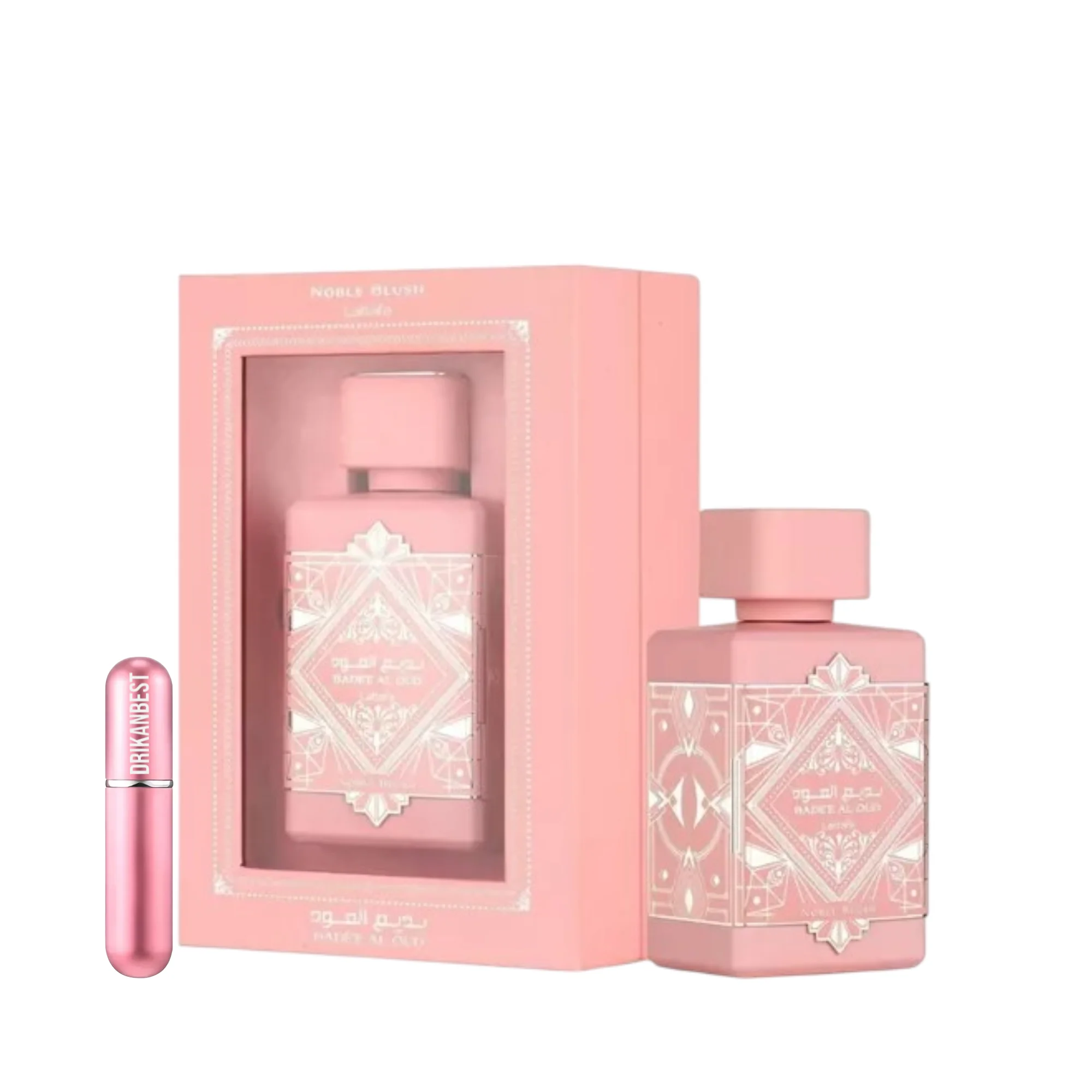 Perfume Noble Blush  Lattafa badee al oud Eau de Parfum 100ml, Fragancia Femenina Floral y Dulce de Larga Duración + REGALO Atomizador Recargable 5ml Drikanbest
