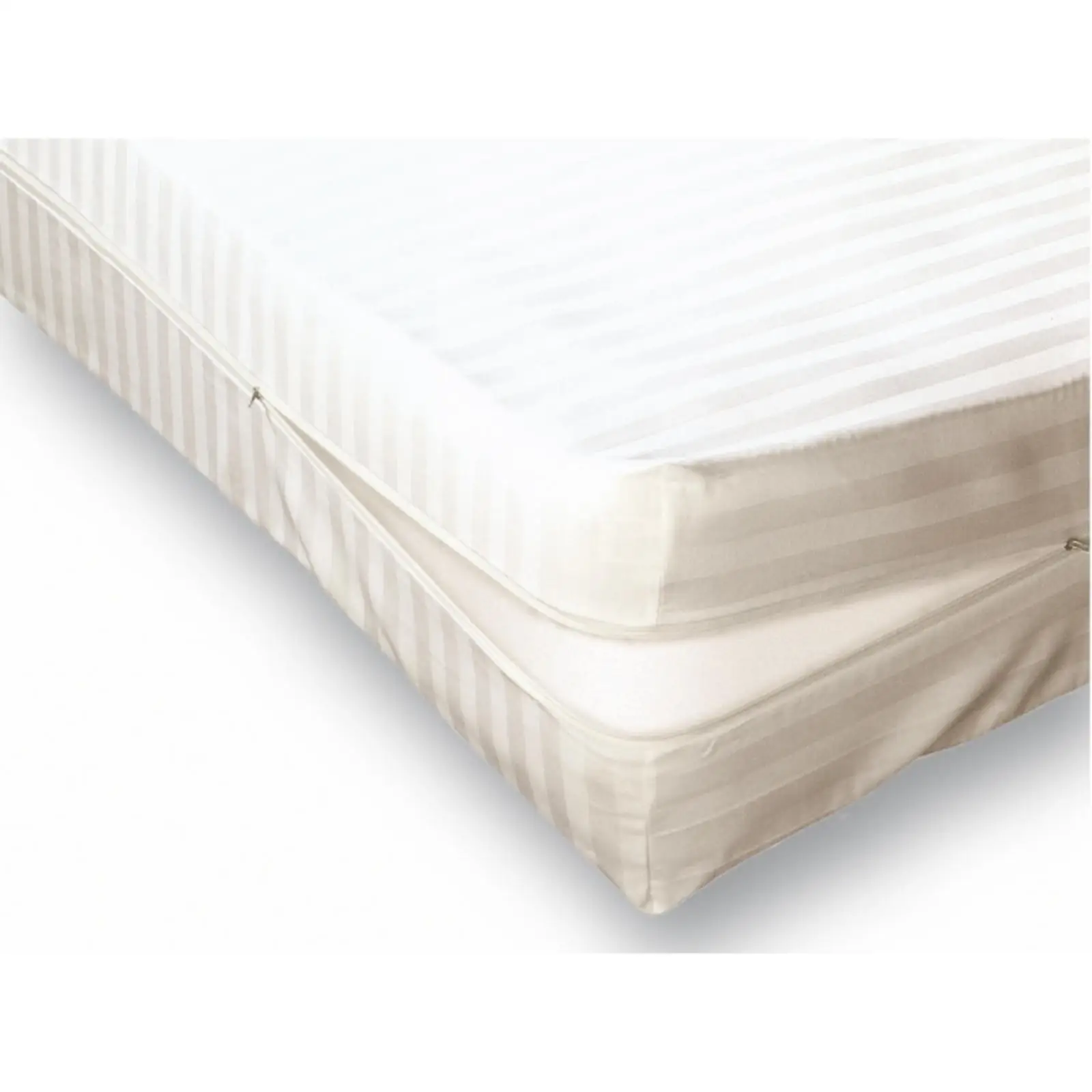 HIPERMANTA Funda Colchon Algodón Paris - Cremallera Lateral - CUTI Listado - Blanco