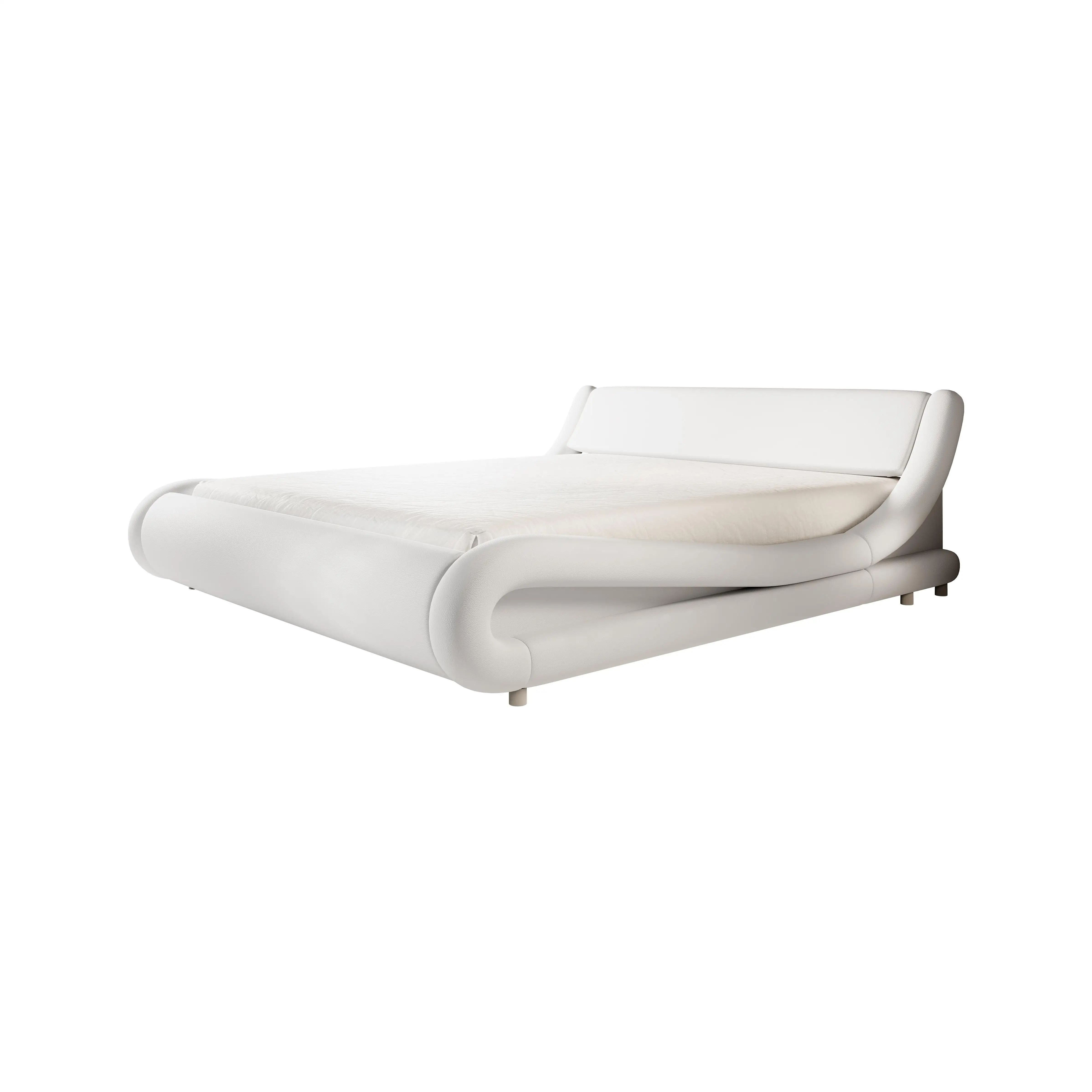 Muebles Bonitos - Cama de Matrimonio, Cabecero, Madera y Polipiel, Somier de lamas, Más Colores y Medidas, Modelo Alessia