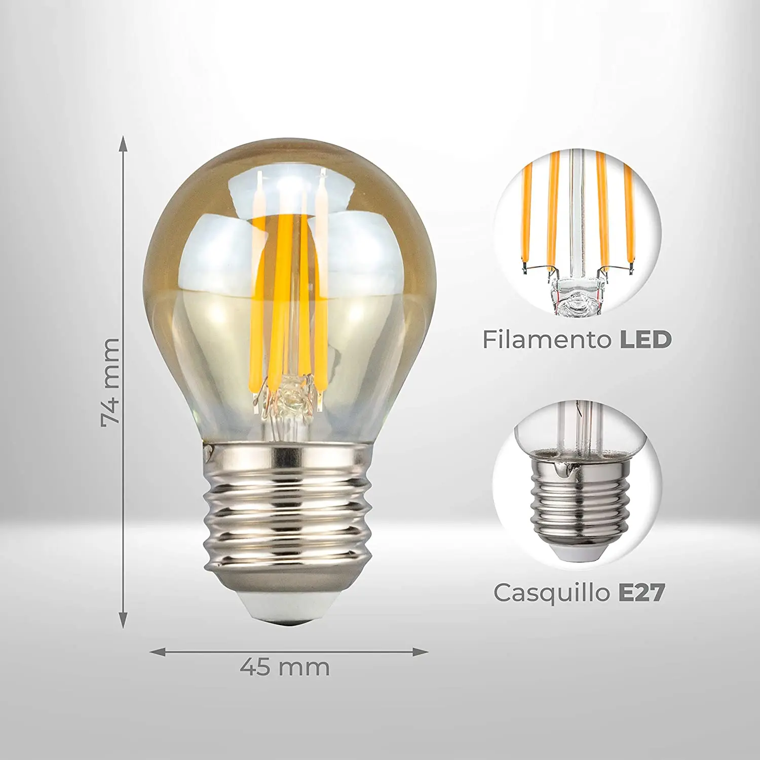 Led By Guli Guli LED bulbs Vintage non-Dimmable Filament Pack 5 PCs E27 4W 2500K 440Lm Amber AC 220-240V