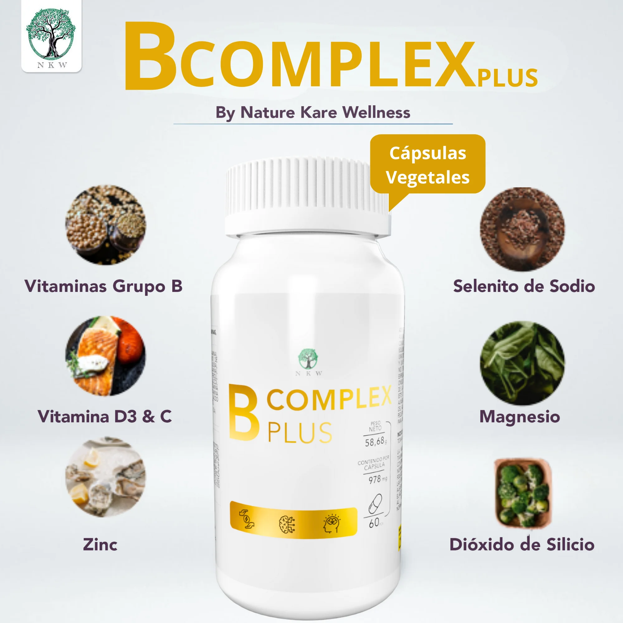 Nature kare wellness vitamin b complex vitamins b, b2, b3, b5, b6, b9, b12 complex vitamin b vitamin d3 vitamin c zinc and magnesium multivitamins men's vitamins women's tablets memory and concentration