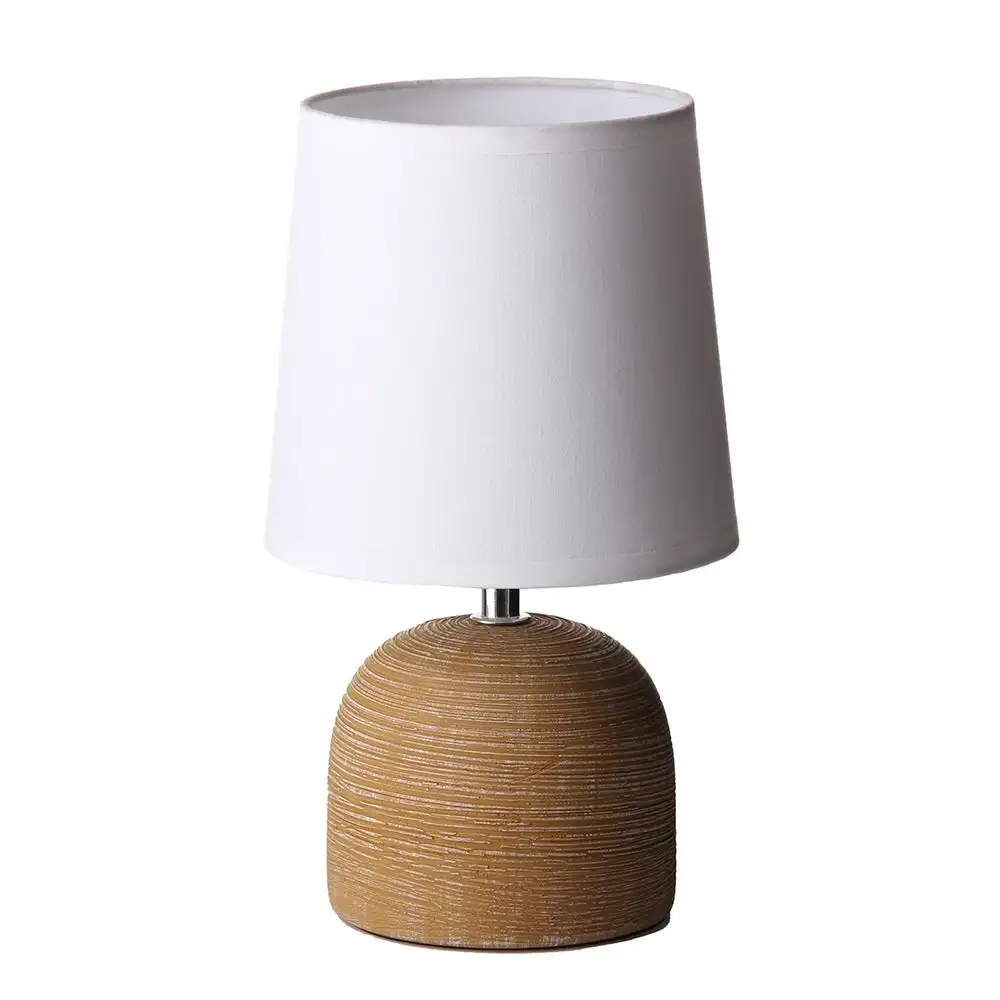 Lola Home Lámpara de mesita de noche de cerámica beige de 16x27 cm