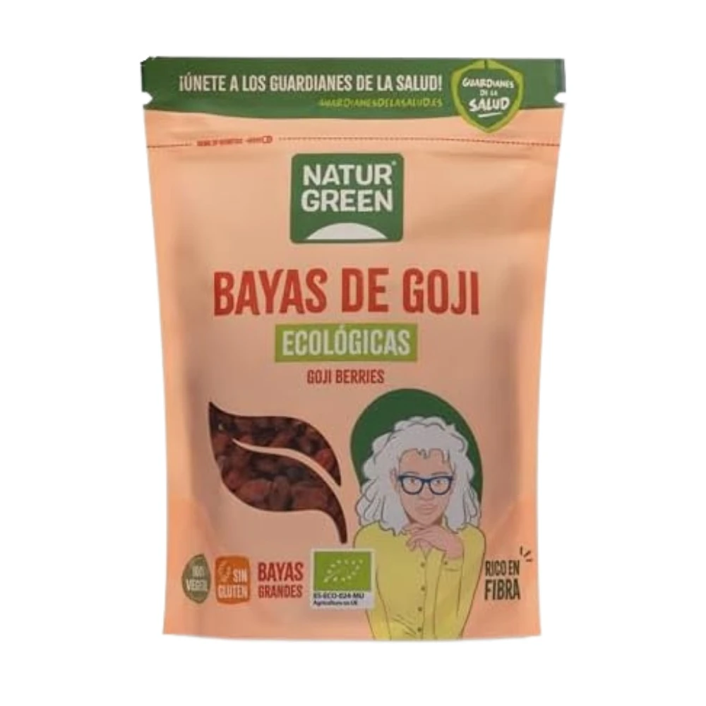 Bayas de Goji Bio Tamaño Grande  200g  Fruta deshidratada rica en antioxidantes, fibra y vitamina C  Energía natural para snacks y recetas saludables  NATURGREEN