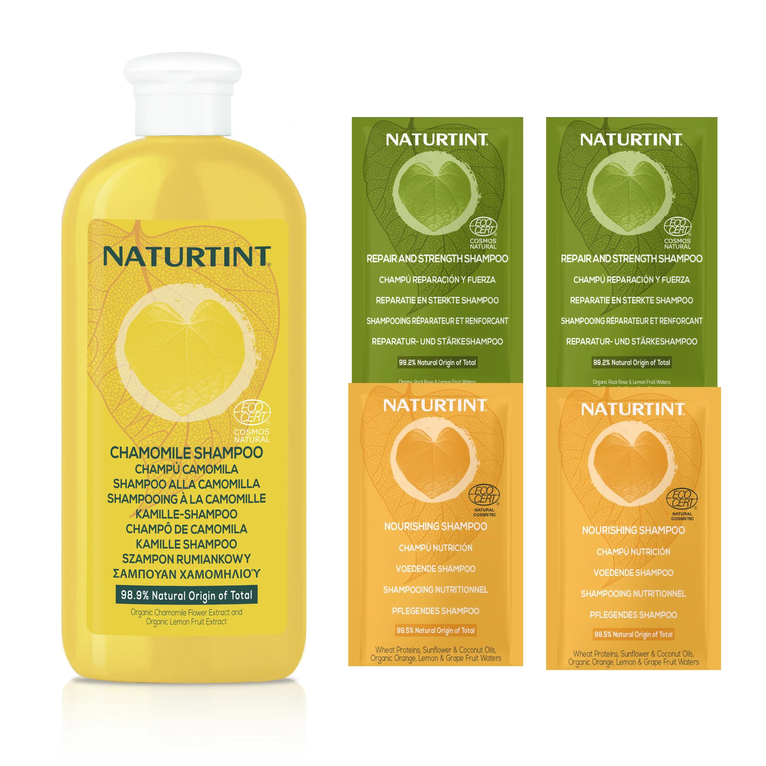 Naturtint Champú Camomila. Aclara Progresivamente el Cabello Rubio, Aporta Intensos Reflejos Dorados, Limpieza suave, brillo y luminosidad, 98,9% Ingredientes Naturales, ECOCERT, 330ml