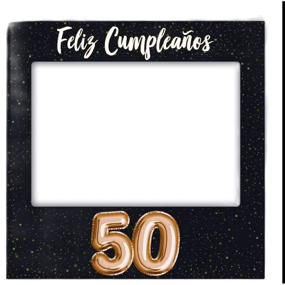 Oedim Photocall Feliz 50 Cumpleaños | 80 x 80 cm | Regalos para Cumpleaños | Photocall Económico y Original | Ideas para Regalos | Regalos Personalizados de Cumpleaños. Decoración de cumpleaños y saca