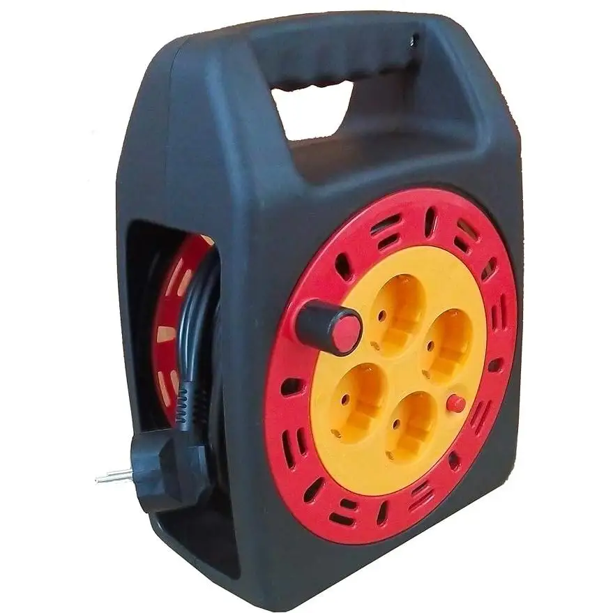 Led Light One Cable alargador con enrollador 3x1,5mm (4 tomas, 15 metros) Negro