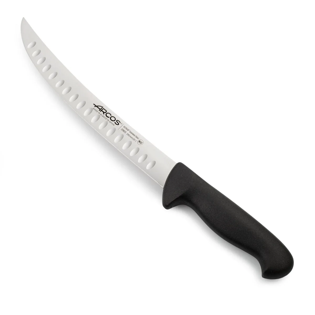 Arcos Serie 2900 - Cuchillo Carnicero Curvo - Hoja de Acero Inoxidable NITRUM de 250 mm - Mango inyectado en Polipropileno Color negro