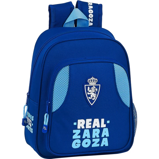 SAFTA - REAL ZARAGOZA CORPORATIVA Mochila Infantil Diseño Único y Licencia Oficial Adaptable a Carrito Portamochilas - Mochila Bolsillo lateral portabotellas con Hombreras ergonómicas y acolchadas - Mochila Bolsillo frontal de gran formato