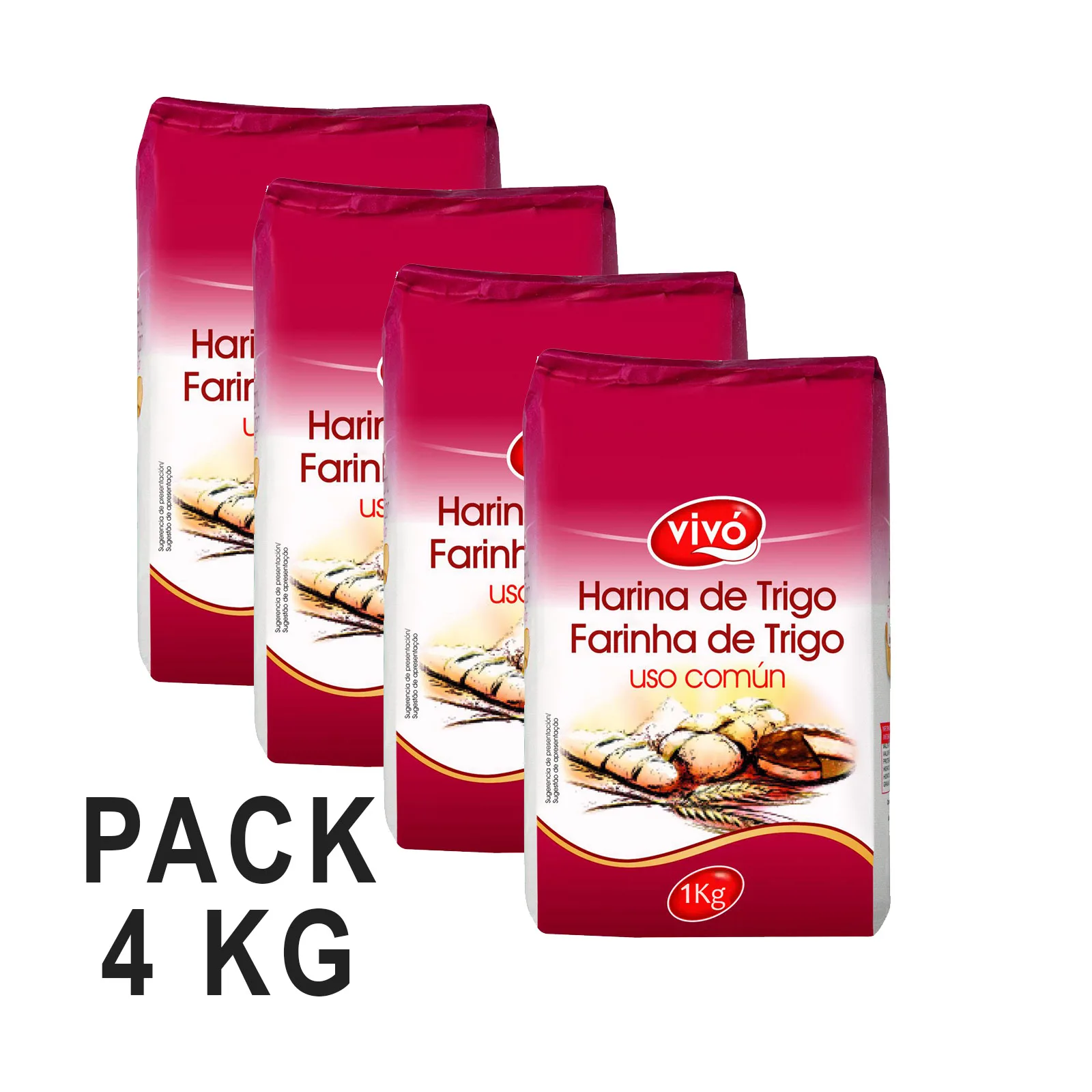 4kg (4x1kg pack) live wheat flour 100% wheat